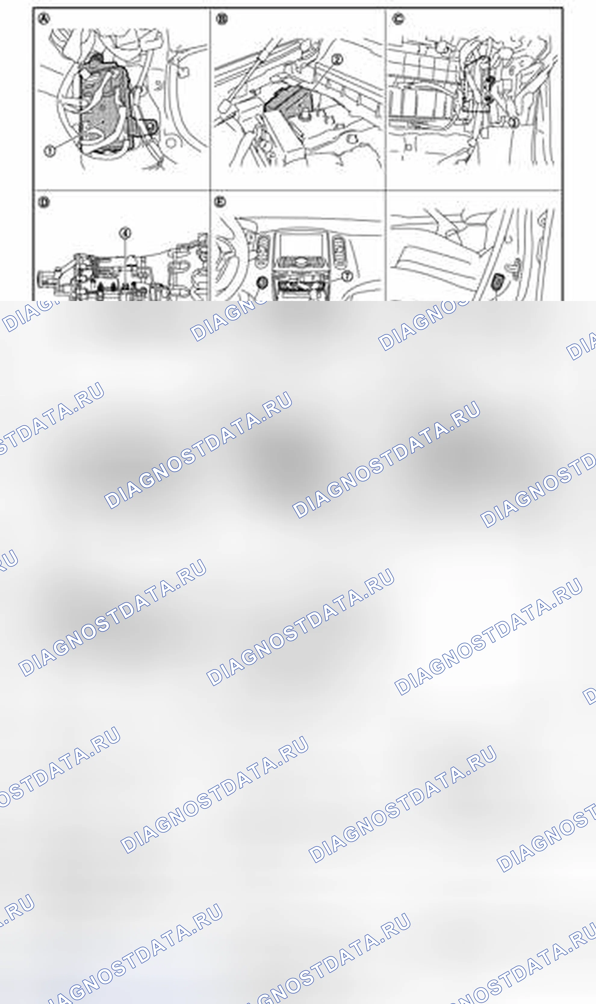 Рис. 1: Расположение компонентов. Infiniti FX37 II рестайлинг