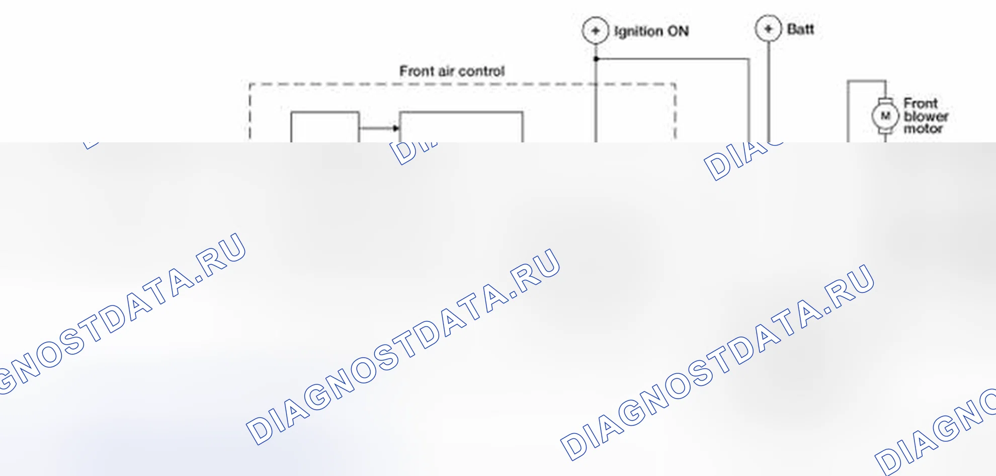 Рис. 58: Схема работы системы управления скоростью воздуходувки. Nissan Frontier D40