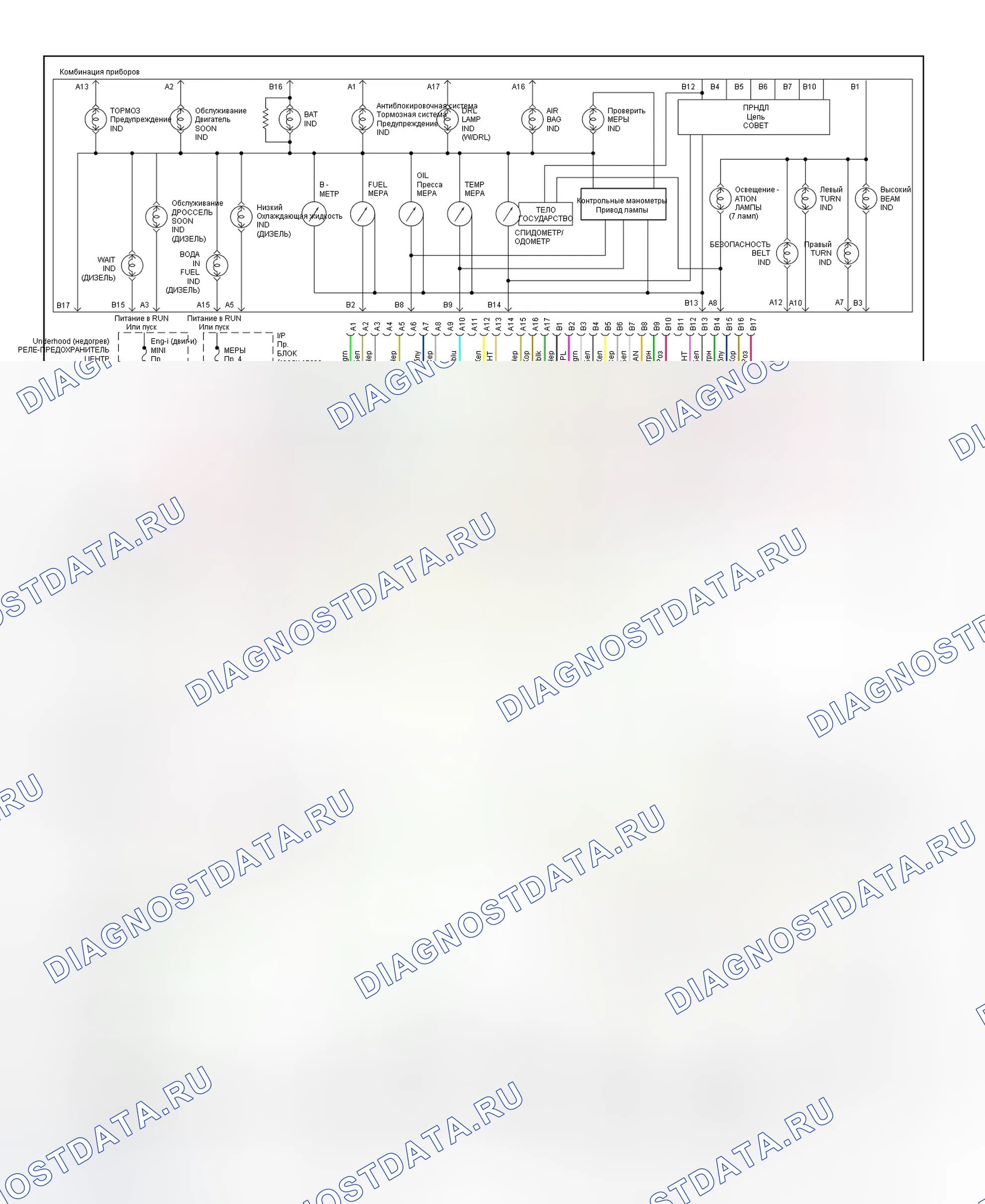 Рис. 4: Схема подключения аналоговой приборной панели (фургон - 1 из 2). Chevrolet Chevy Van G3500 