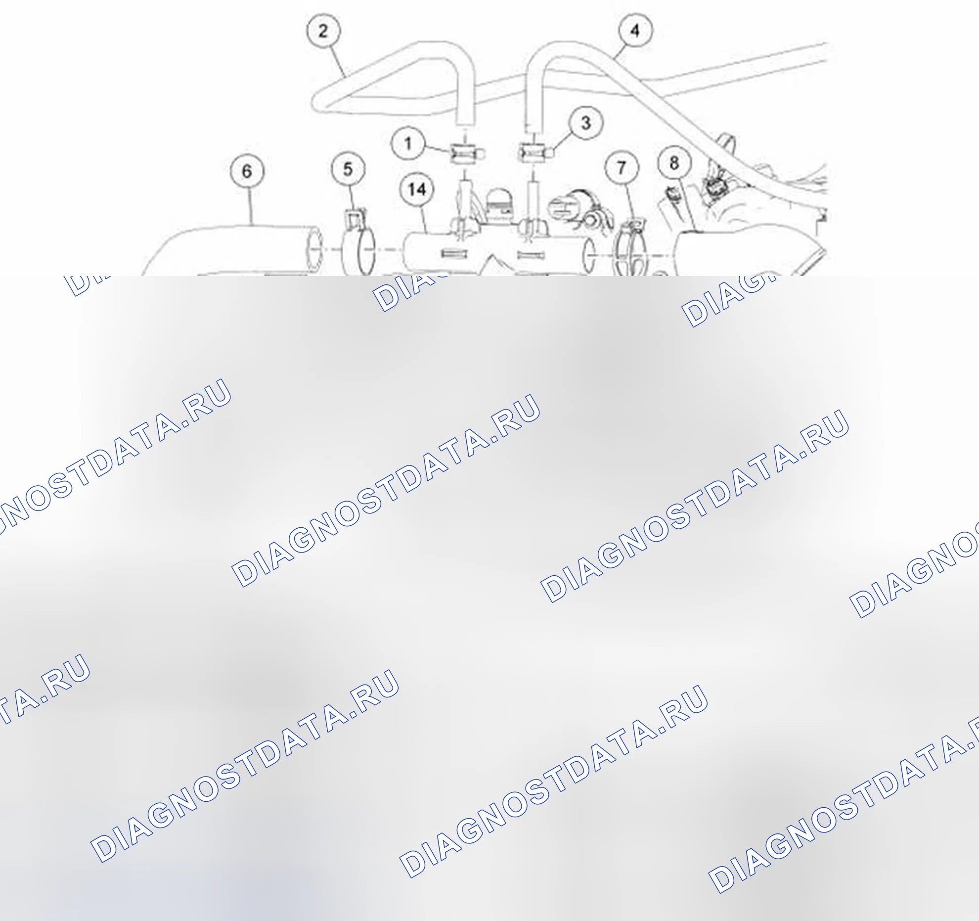Рис. 3: Корпус термостата и термостата - разнесенный вид. Ford Freestyle I