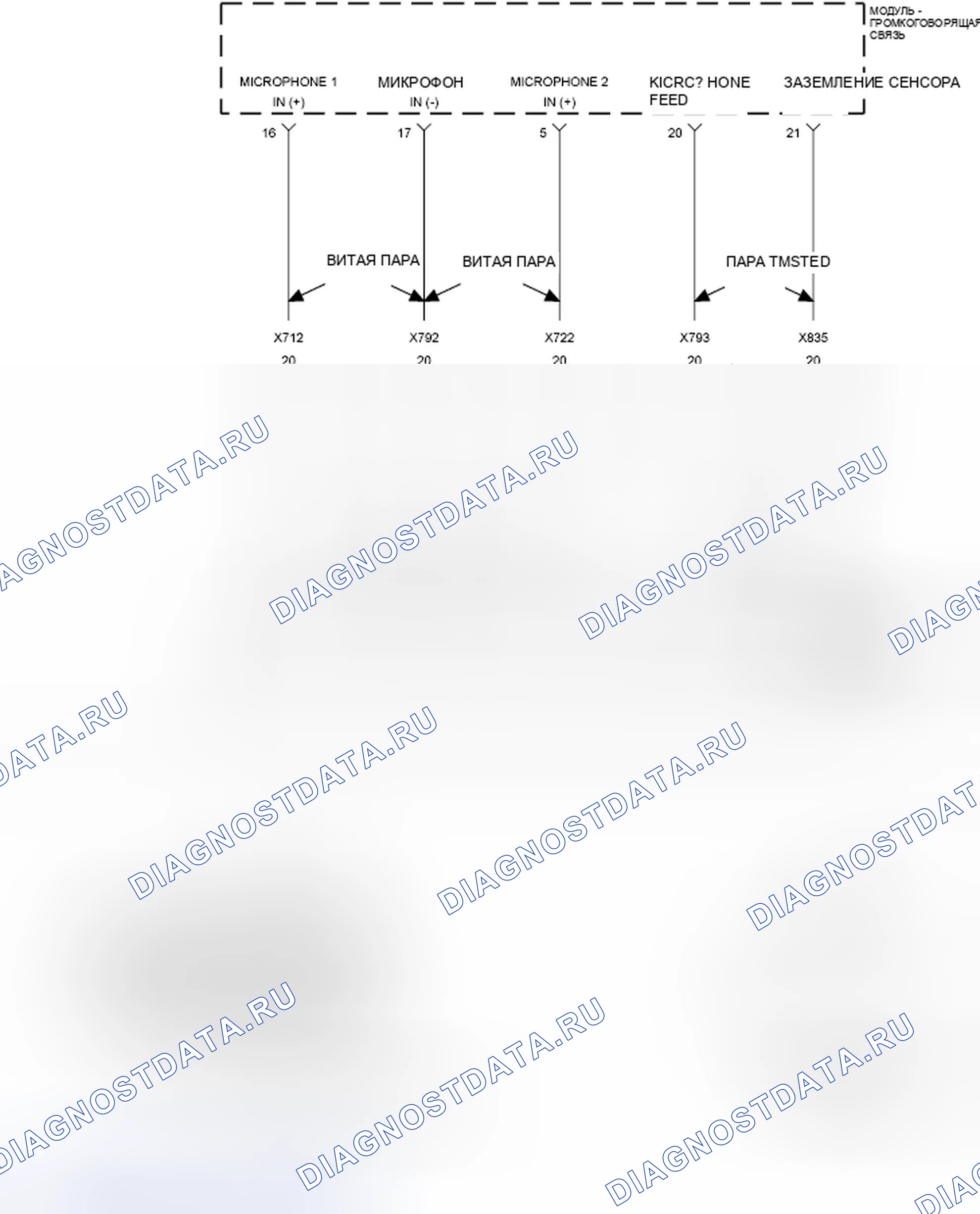 Рис. 182: НИЗКИЙ УРОВЕНЬ В ЦЕПИ B143B-MICROPHONE 1. Dodge Grand Caravan V