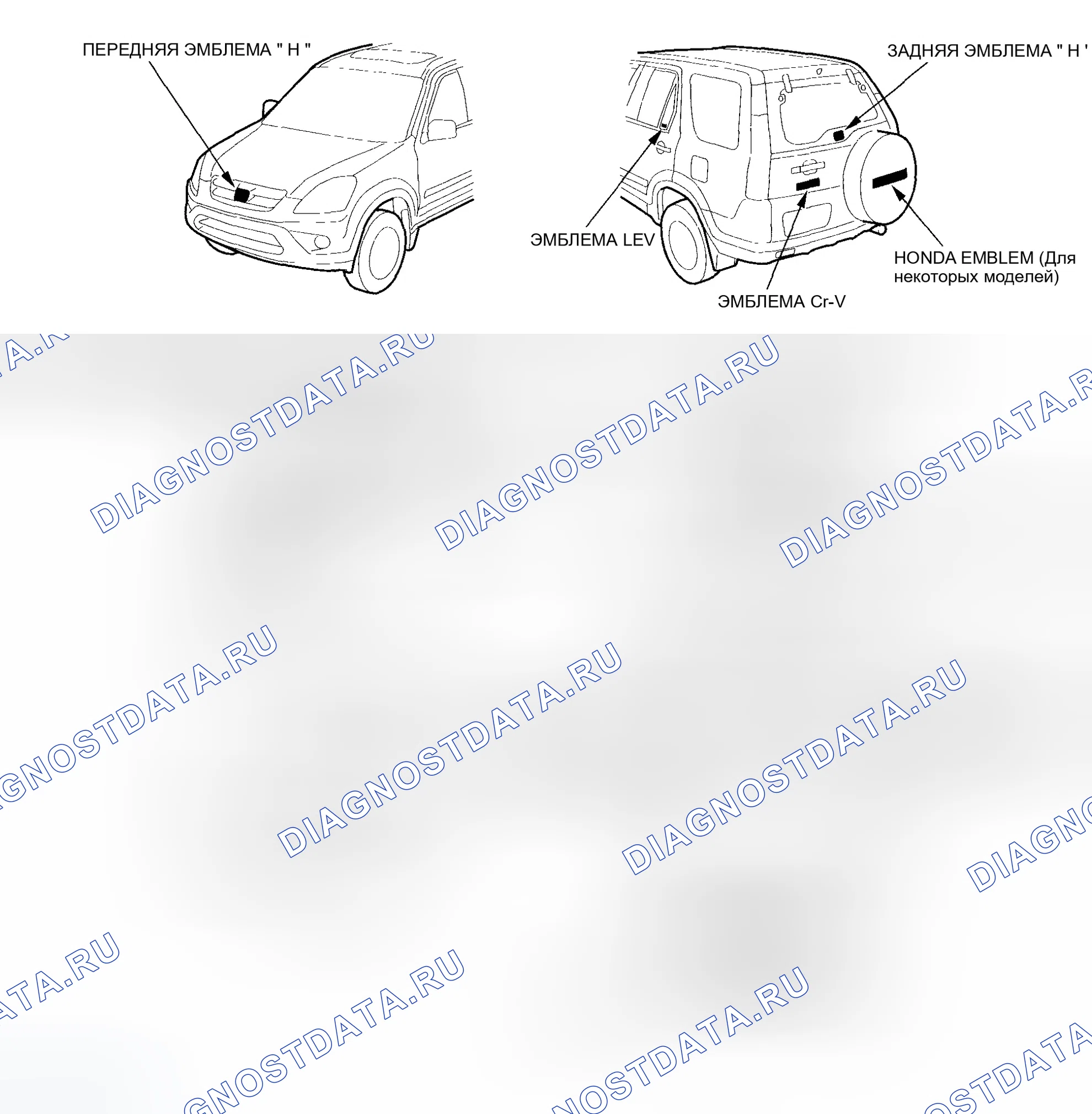 Рис. 65: Замена эмблемы. Honda CR-V II рестайлинг