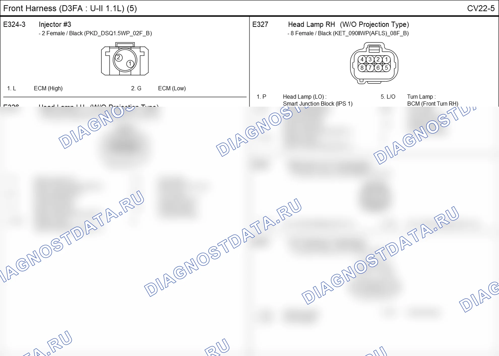 Распиновка разъёма E328 — front harness. Hyundai i20 GB