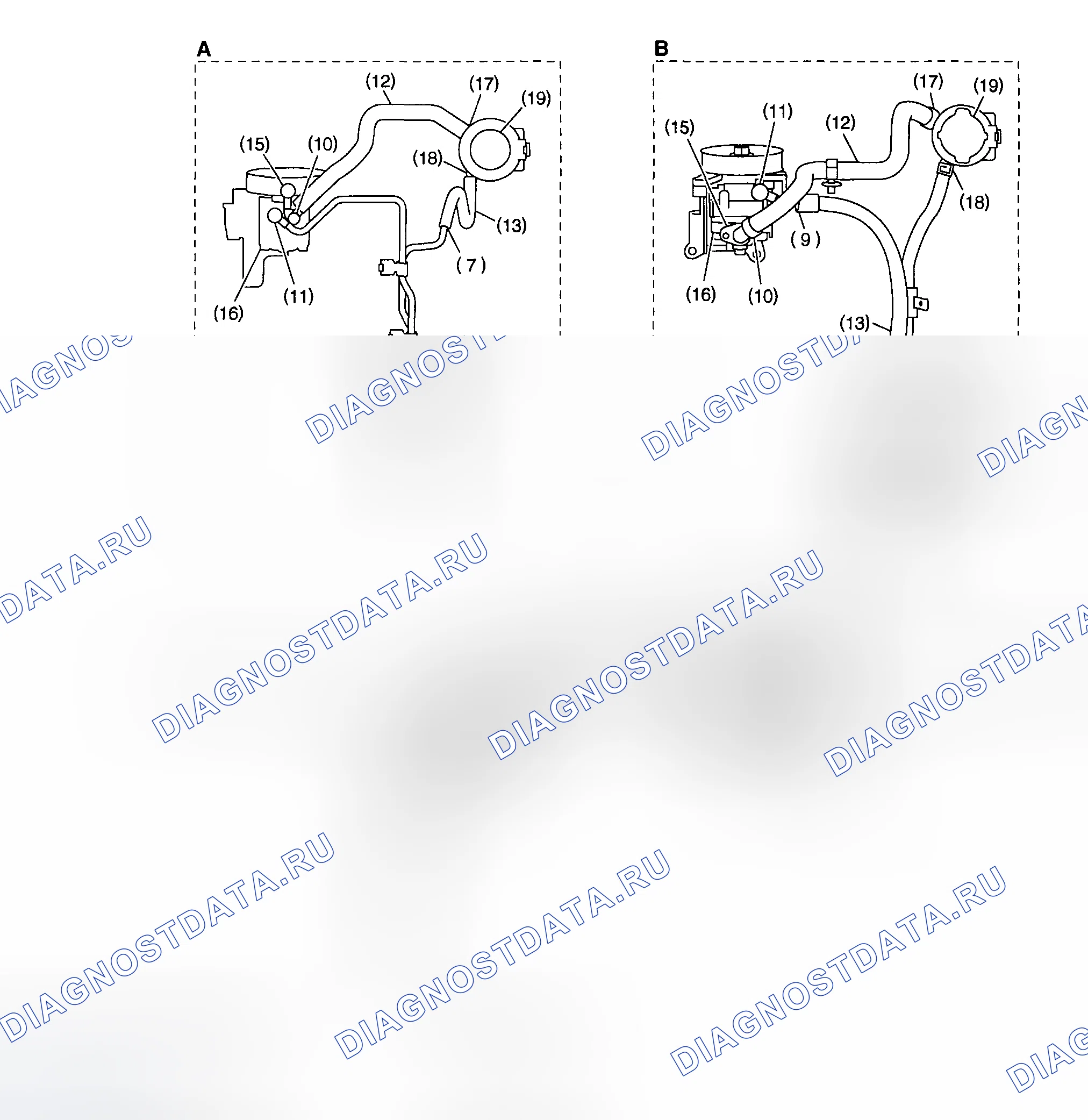 Рис. 41: Обзор сборки труб. Subaru Legacy BE/BH/BT