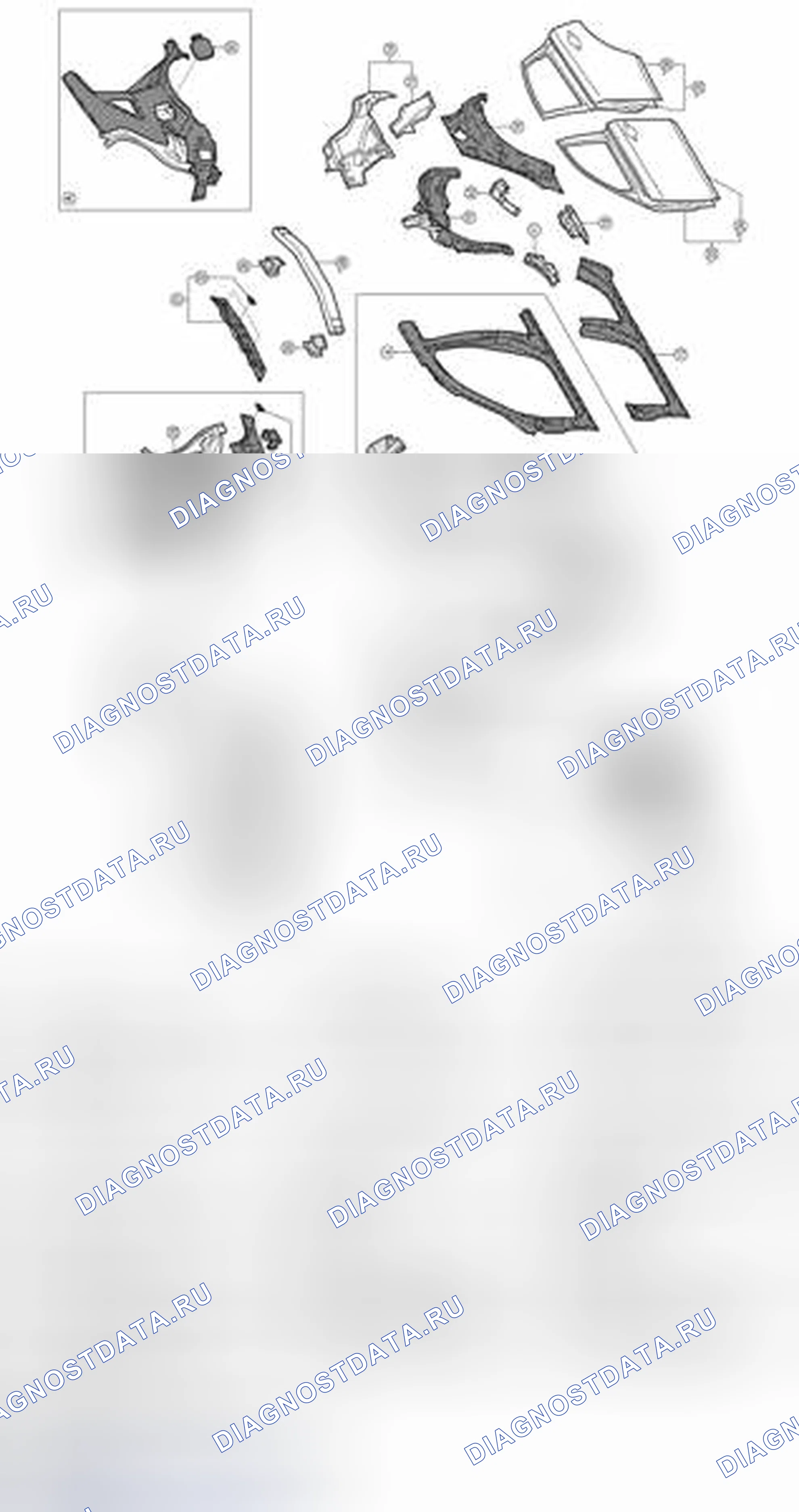 Рис. 216: Составные части корпуса. Infiniti FX37 II рестайлинг