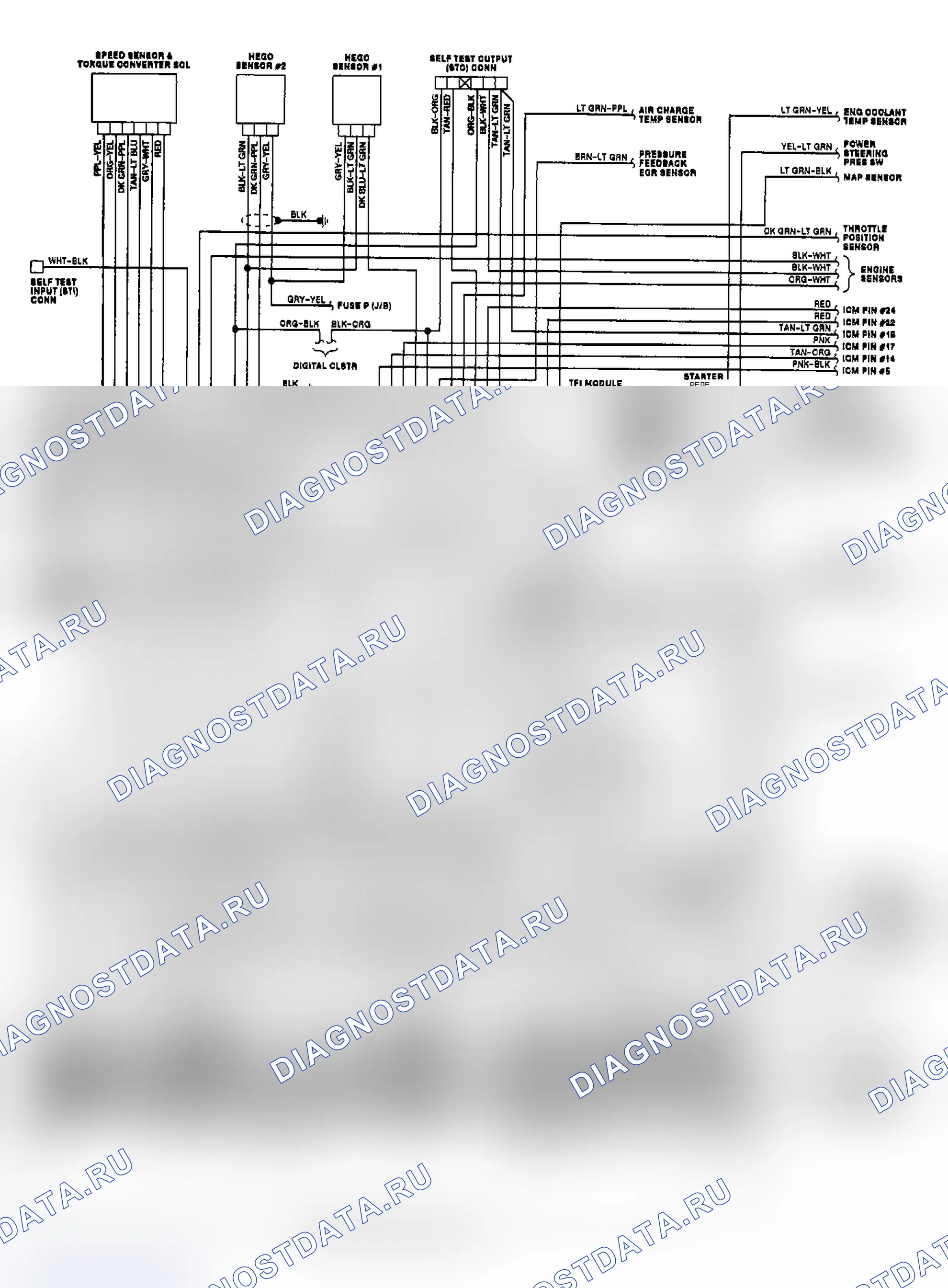 Рис. 56: 1990 3.8L Схема подключения Continental EEC-IV (1 из 2). Mercury Sable I