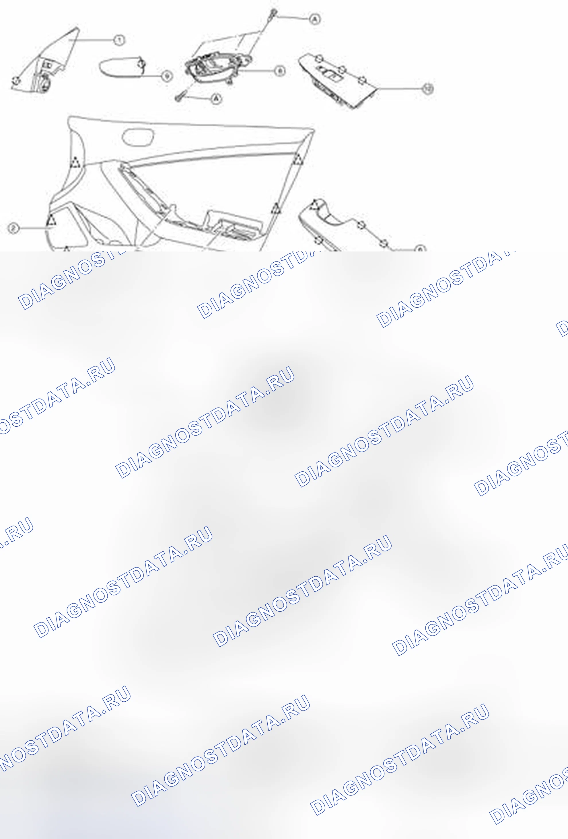Рис. 4: Покомпонентный вид компонентов дверного доводчика. Nissan Altima L32