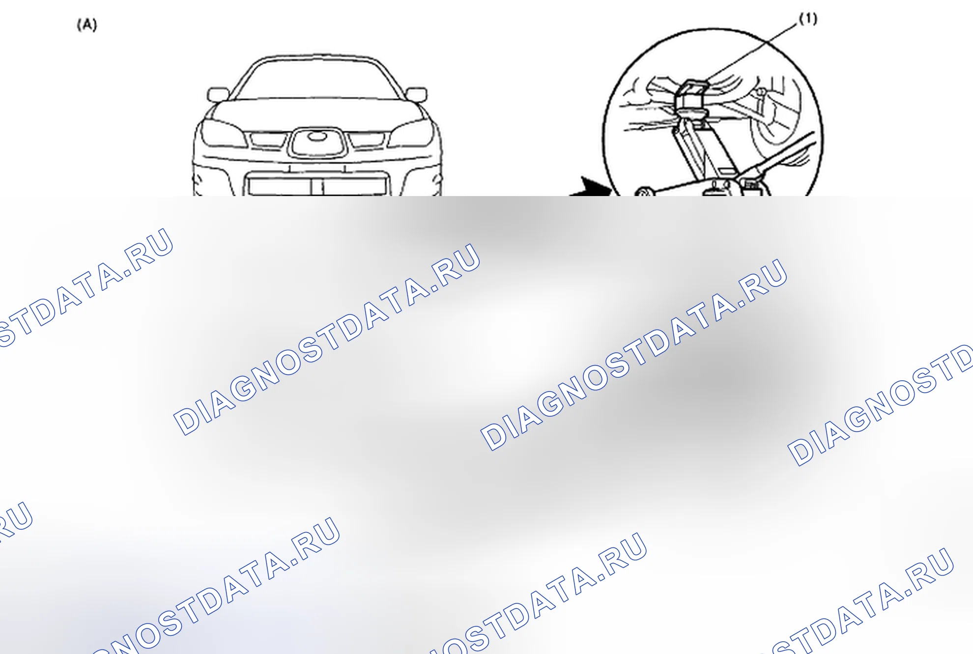 Рис. 52: Определение точек расположения опор подъемников и домкратов (2 из 2). Subaru Impreza GD/GC/GG рестайлинг 2