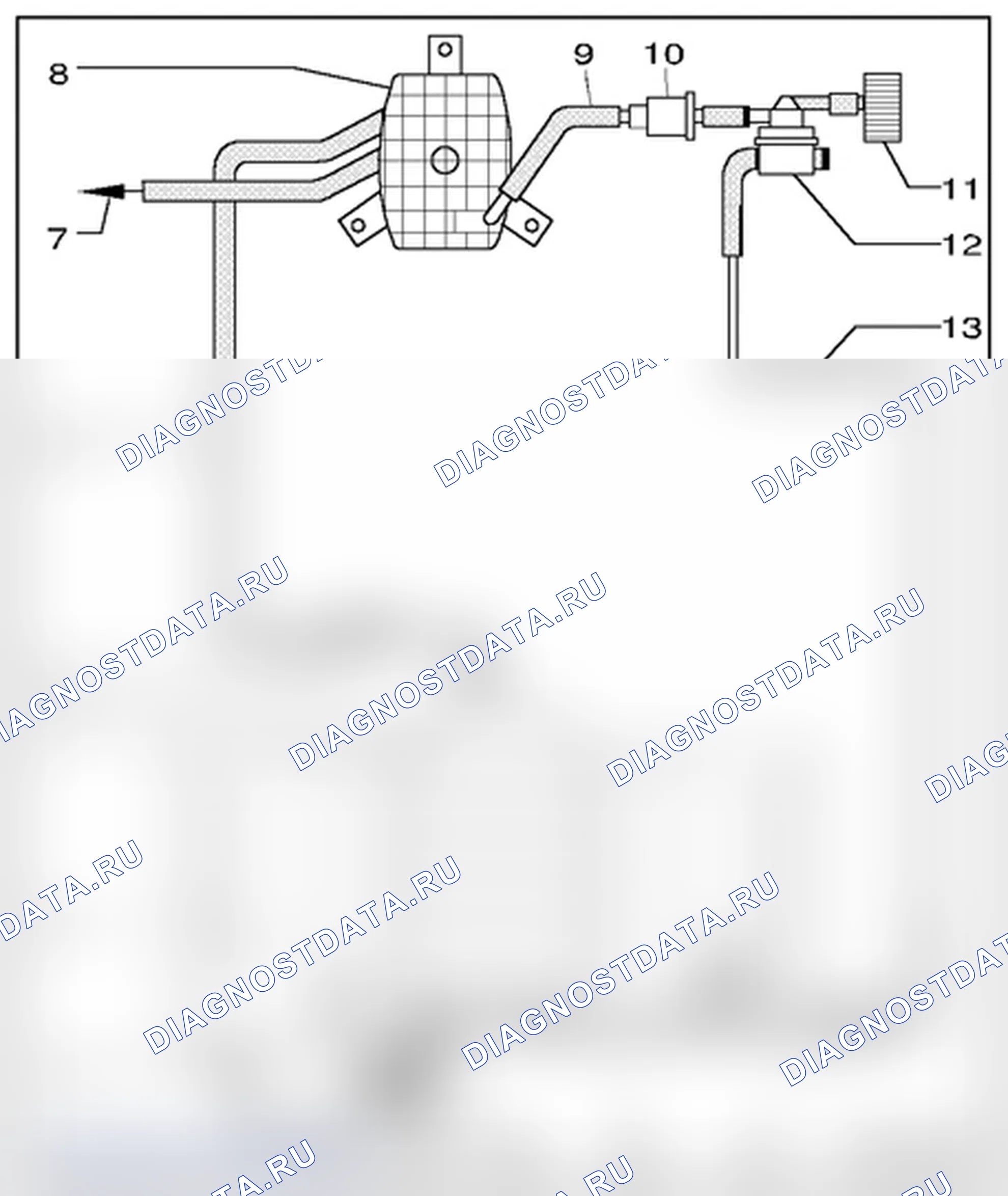 Рис. 77: Прокладка шлангов, EVAP/система обнаружения утечек. Audi A6 C6 рестайлинг