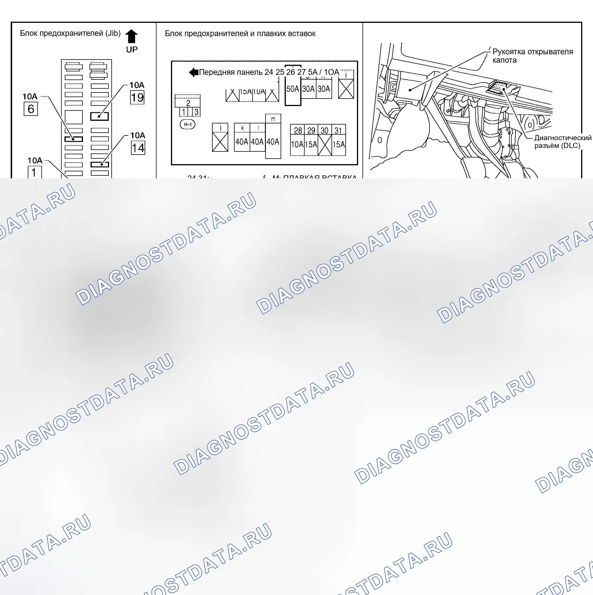 Рис. 146: Расположение компонентов и разъемов кабелей. Nissan Altima L31 рестайлинг