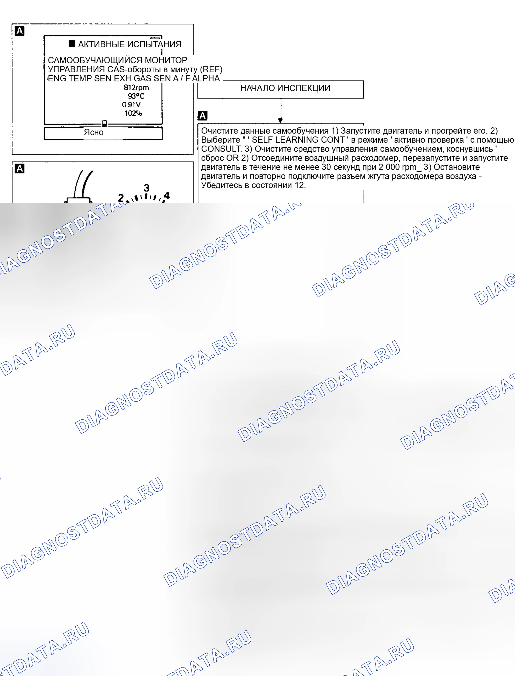 Рис. 75: КОД 45 - УТЕЧКА ИЗ ИНЖЕКТОРА (КАЛИФОРНИЯ) (2,0 л). Nissan Sentra B13