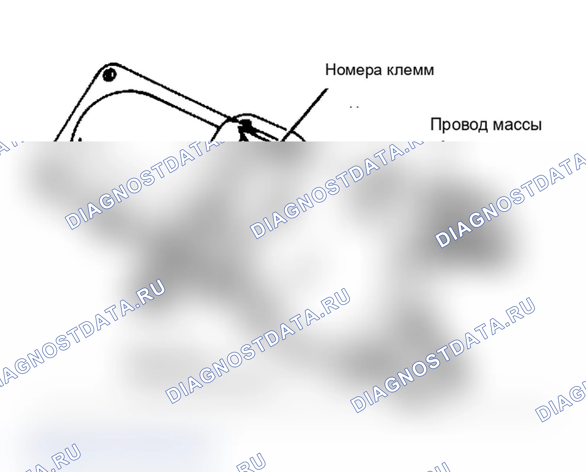Рис. 2: Расположение штырей разъема мотора положительного парковочного стеклоочистителя. Pontiac Fiero I