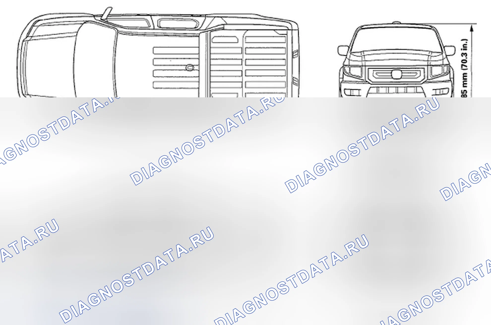 Рис. 1: Характеристики кузова. Honda Ridgeline I рестайлинг