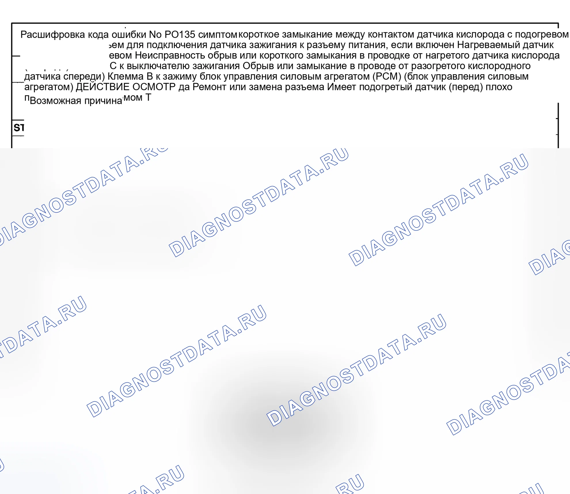 Рис. 17: расшифровка кода ошибки P0135: Неисправность нагревателя кислородного датчика Ckt. Mazda Protege BH