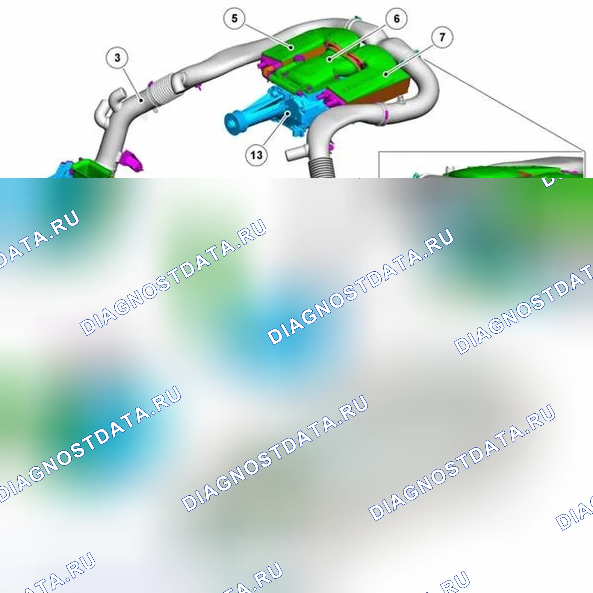 Рис. 1: РАСПОЛОЖЕНИЕ КОМПОНЕНТОВ. Jaguar XKR II