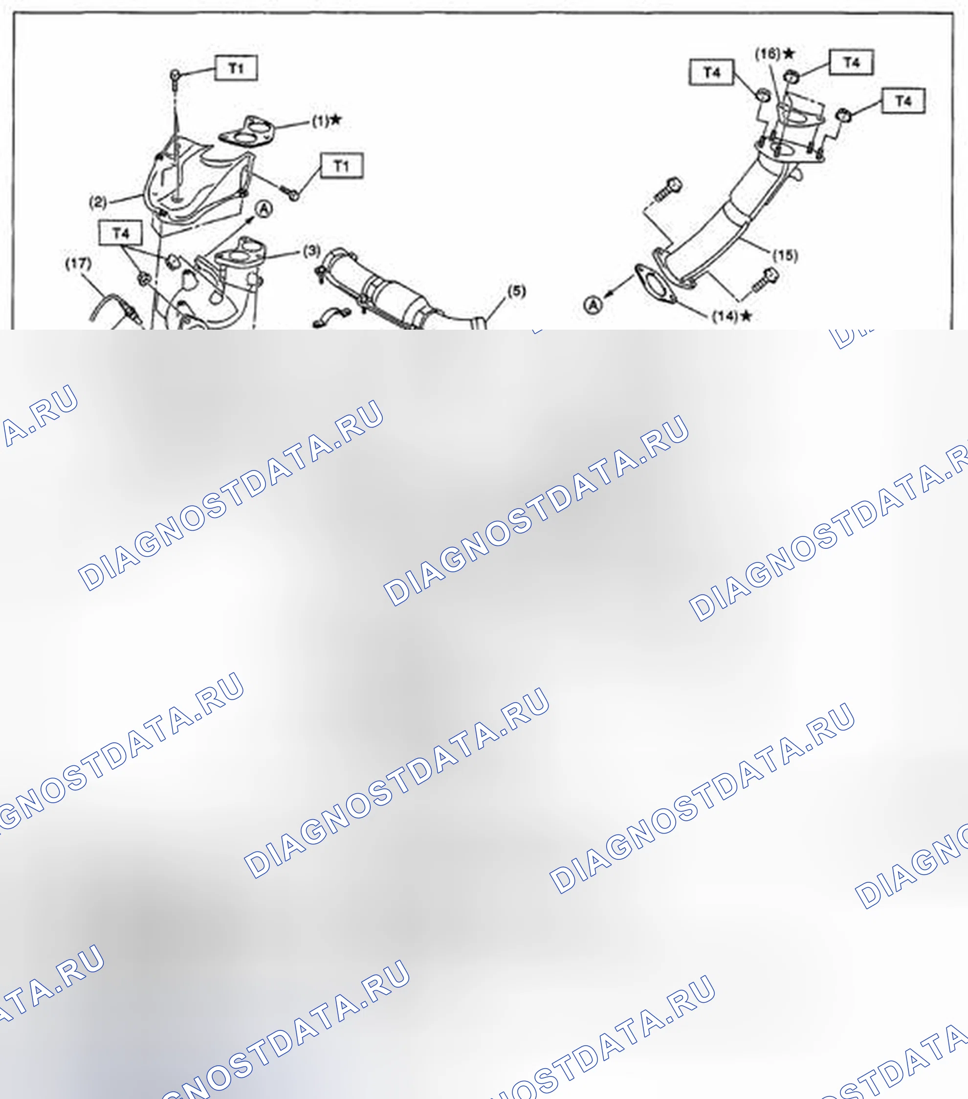 Рис. 38: ПЕРЕДНЯЯ ВЫХЛОПНАЯ ТРУБА. Subaru Impreza WRX STI GR