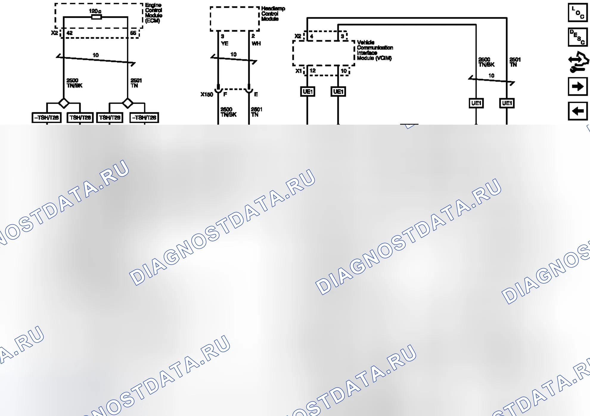 Рис. 4: Высокоскоростная сеть GMLAN. Buick Enclave I