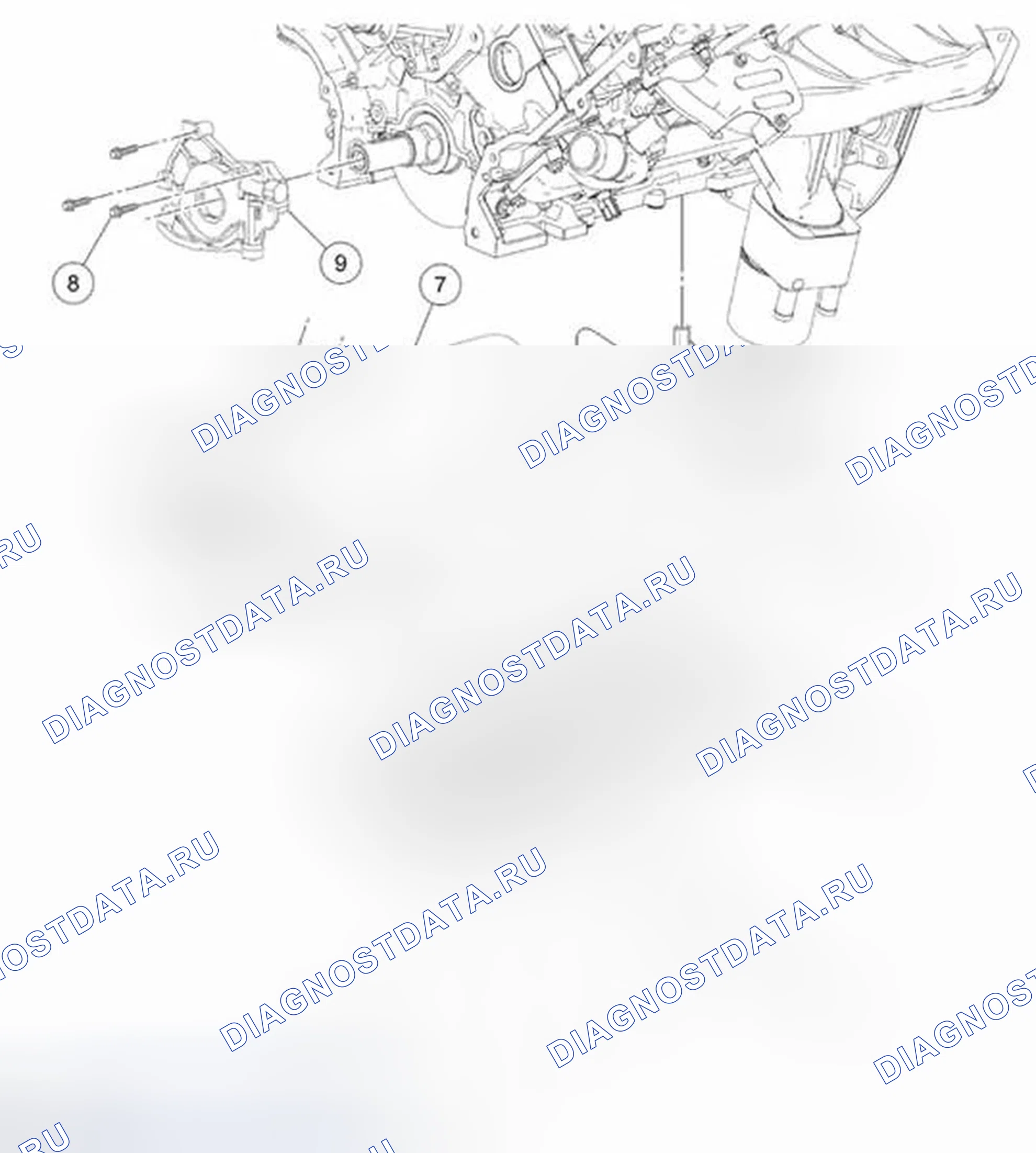 Рис. 1349: Компоненты смазки двигателя - разнесенный вид. Ford Econoline E250 