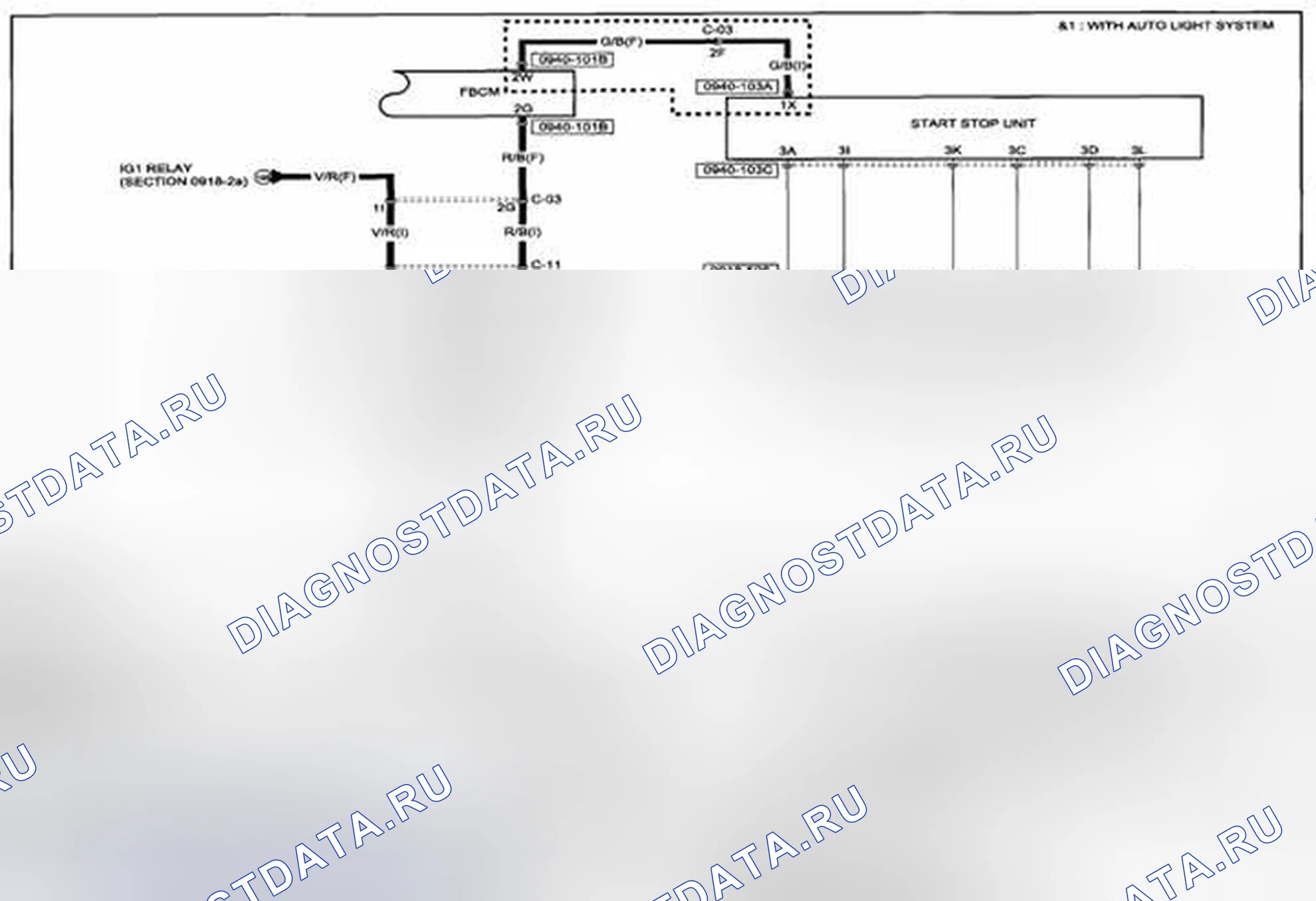 Рис. 175: Схема подключения фар (разрядного типа) (0918-2b) 1 из 2. Mazda CX-5 I