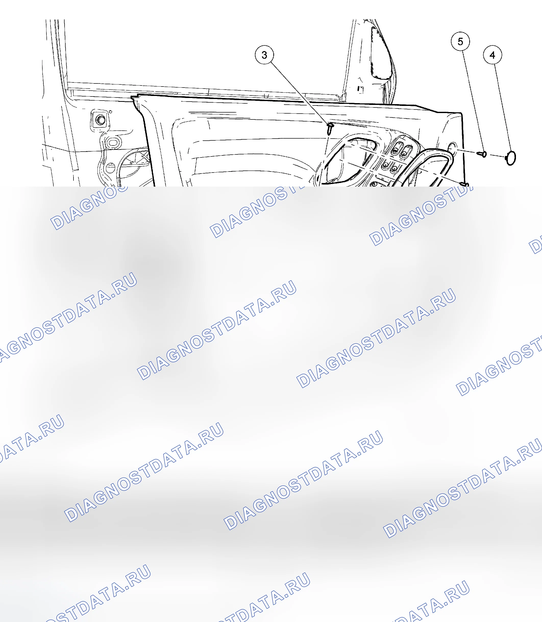 Рис. 3: Панель отделки дверей - передняя часть. Ford Escape I рестайлинг