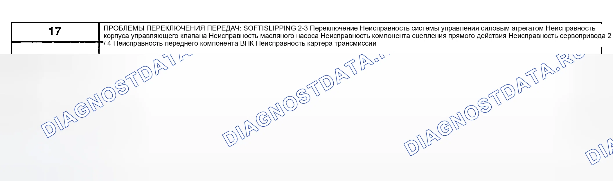 Рис. 253: диагностический тест 17: ПРОБЛЕМЫ ПЕРЕКЛЮЧЕНИЯ ПЕРЕДАЧ: МЯГКОЕ / СКОЛЬЗЯЩЕЕ ПЕРЕКЛЮЧЕНИЕ 2-3. Mazda Tribute I