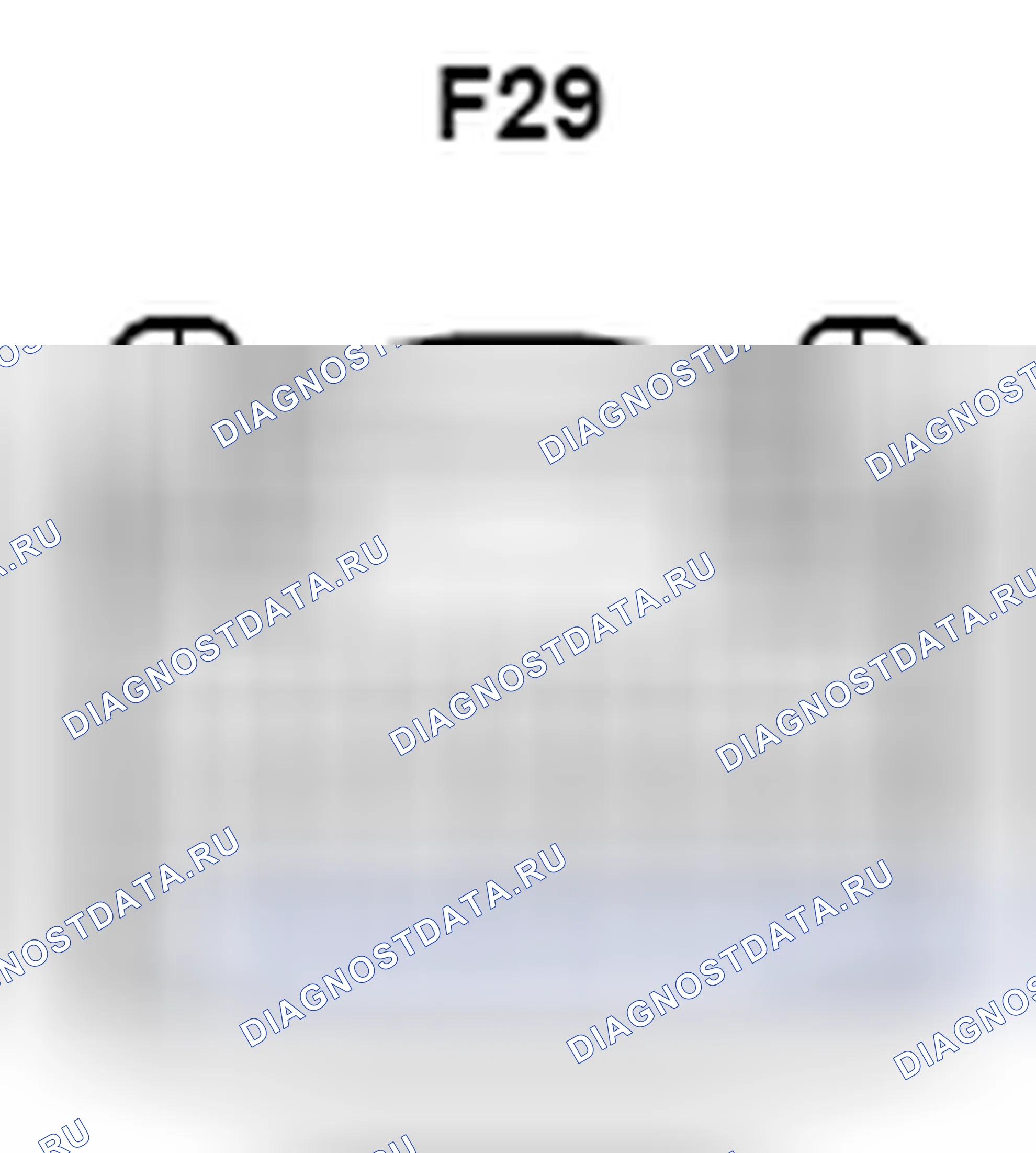 Рис. 1365: Вид с торца монтажного разъема ECU мультимедийного интерфейса (F29). Toyota Camry XV40 рестайлинг