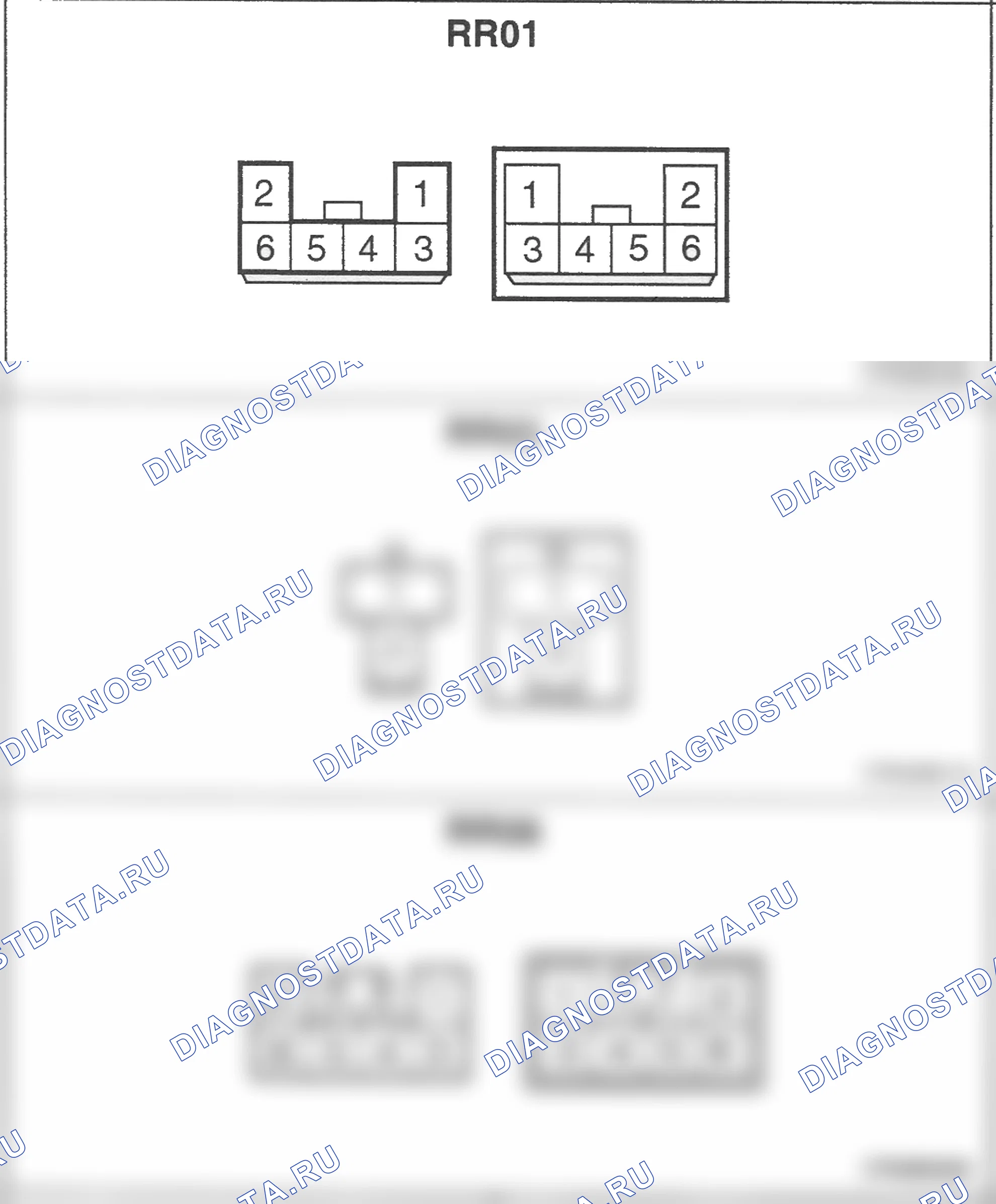 Распиновка разъёма RR01 — заднего жгута. Hyundai H-1 A1