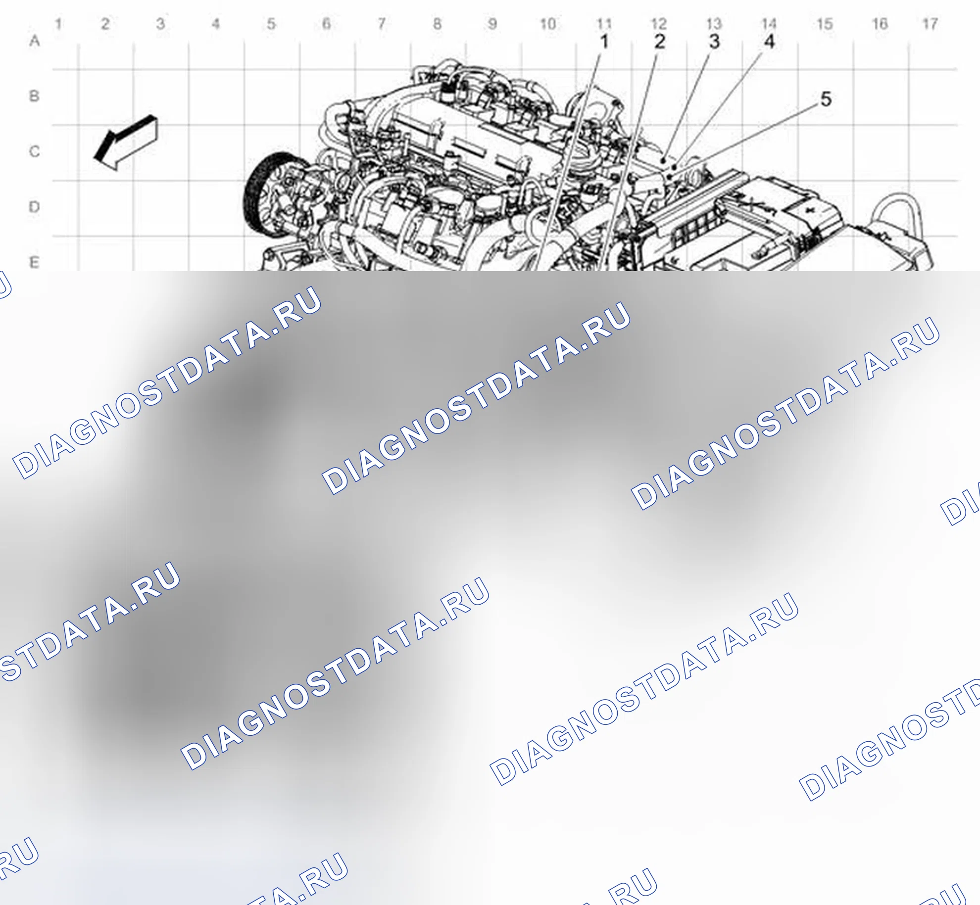 Рис. 23: Прокладка кабелей двигателя (Lhu). Buick Regal V