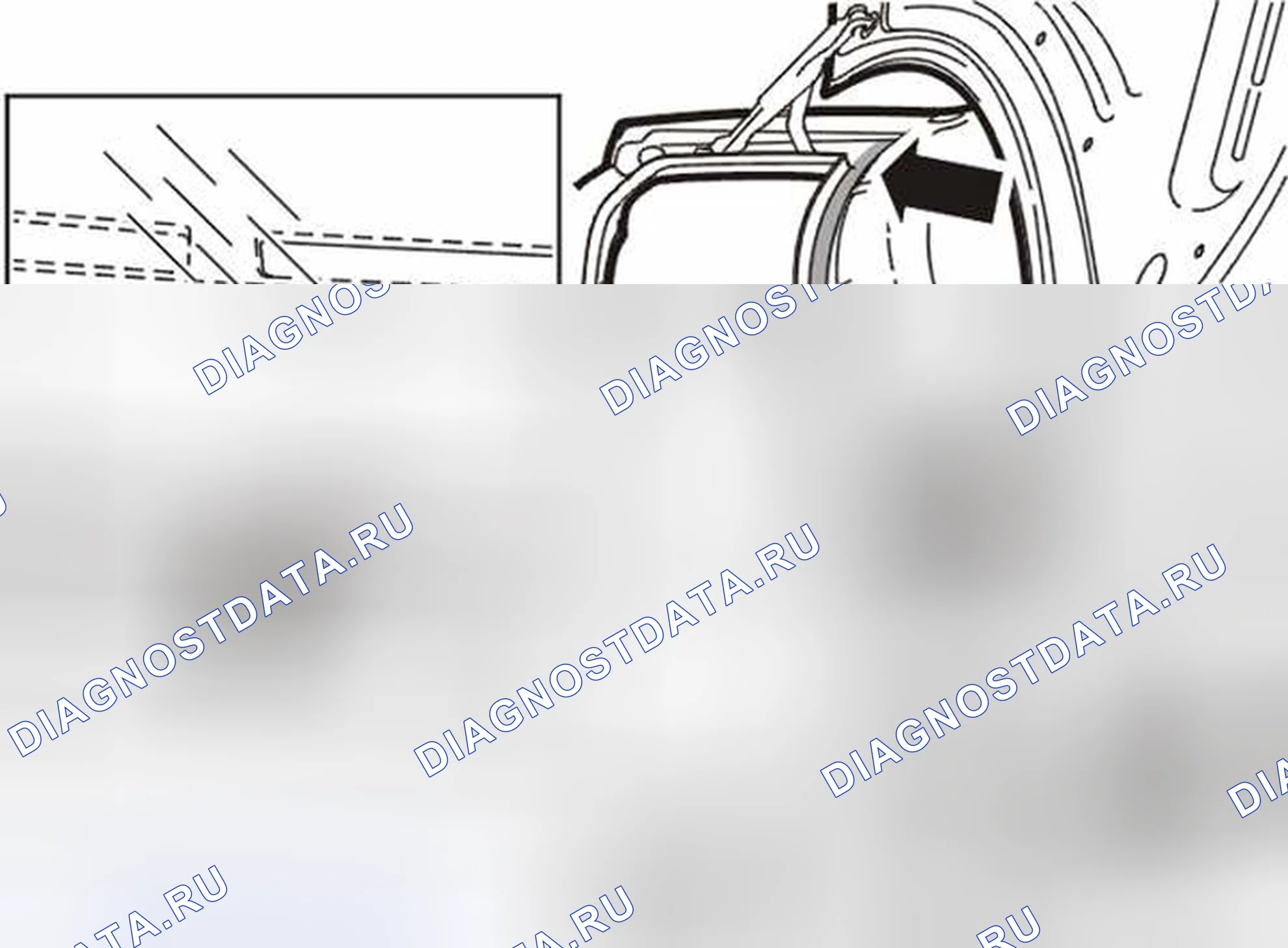 Рис. 8: Клеевой шов заднего окна, проверка (S40 (-04)). Volvo S40 I рестайлинг