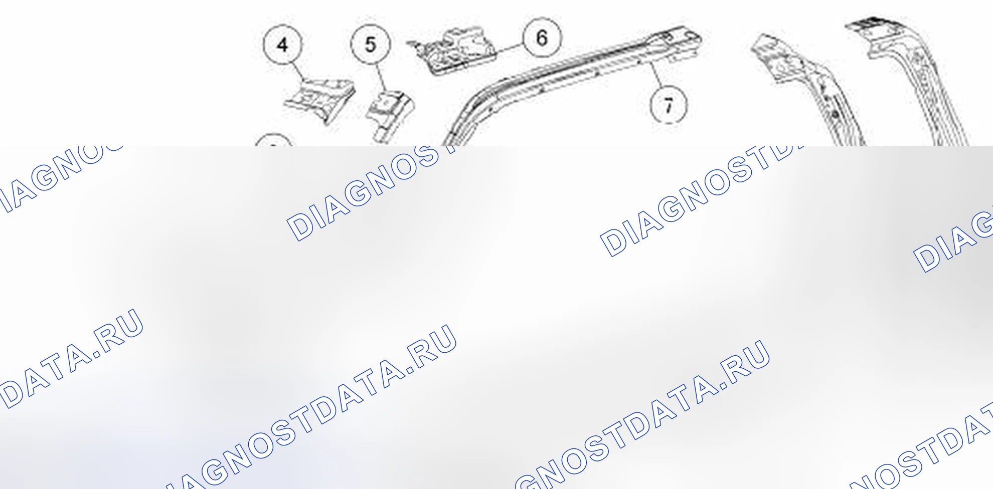 Рис. 162: Разнесенный вид - supercab. Ford Pickup F250 Super Duty II