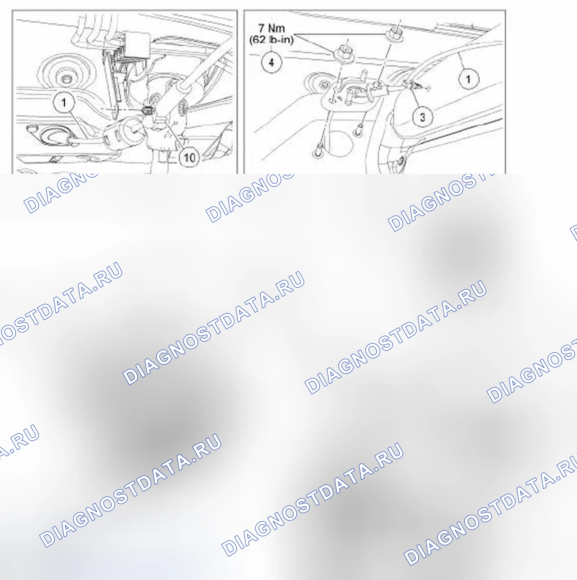 Рис. 64: Трос рычага селектора. Ford Flex I