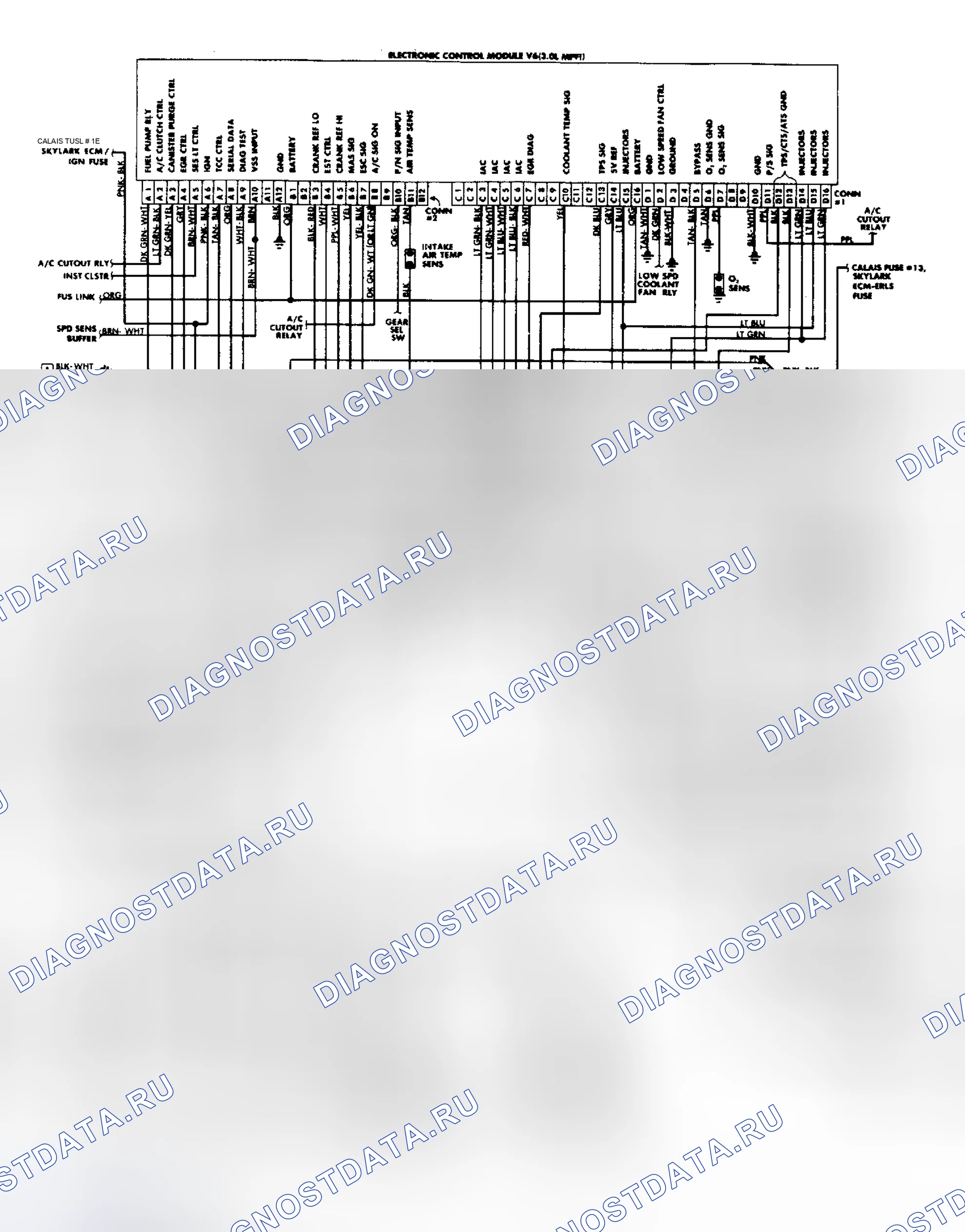 Рис. 12: 1988 Calais и Skylark 3.0L Схема подключения впрыска топлива. Chevrolet Camaro III рестайлинг