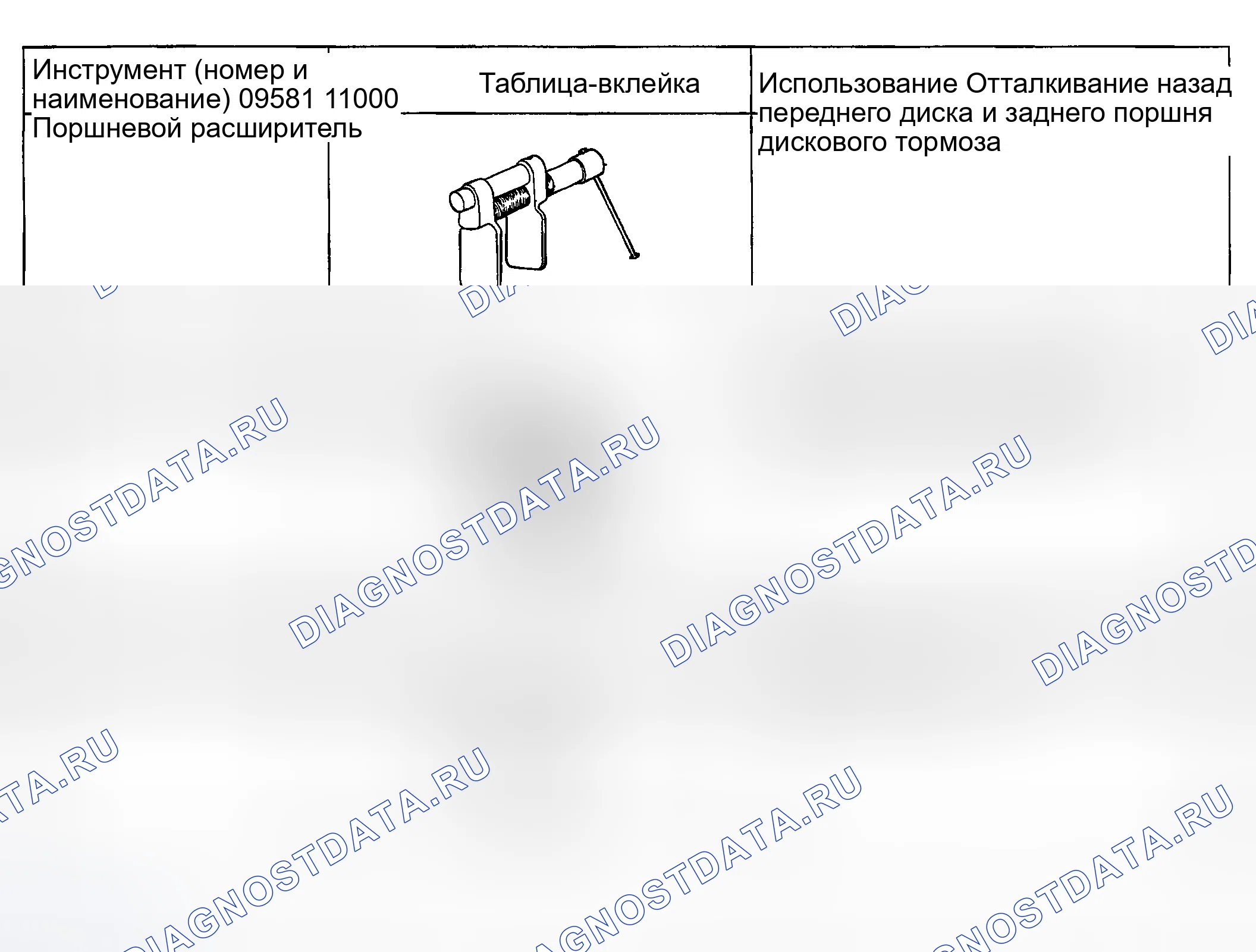 Рис. 3: СПЕЦИАЛЬНЫЕ СЕРВИСНЫЕ ИНСТРУМЕНТЫ. Kia Spectra I рестайлинг 2