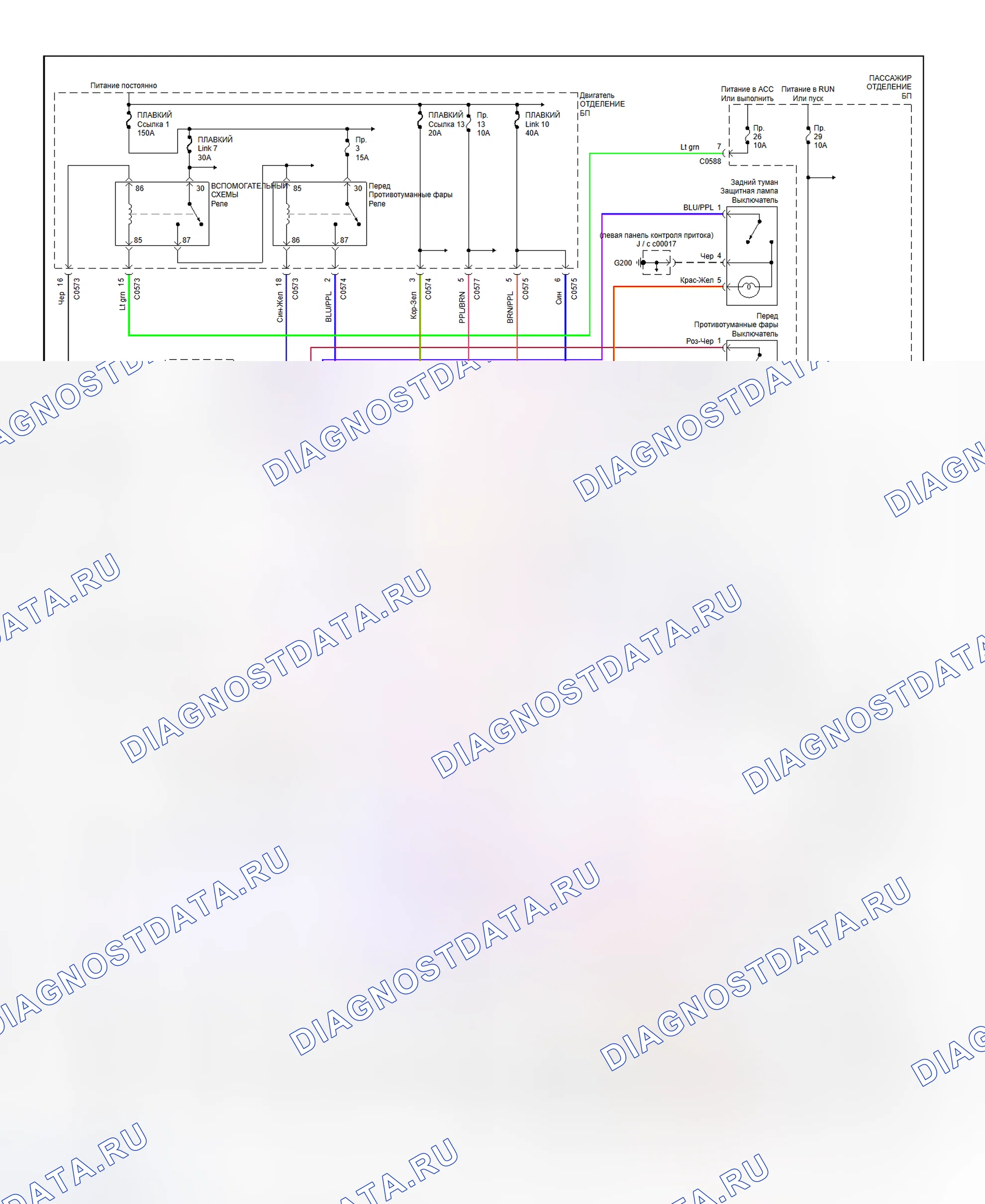 Рис. 1: Схема подключения системы фар (Discovery Series II). Land Rover Discovery L318