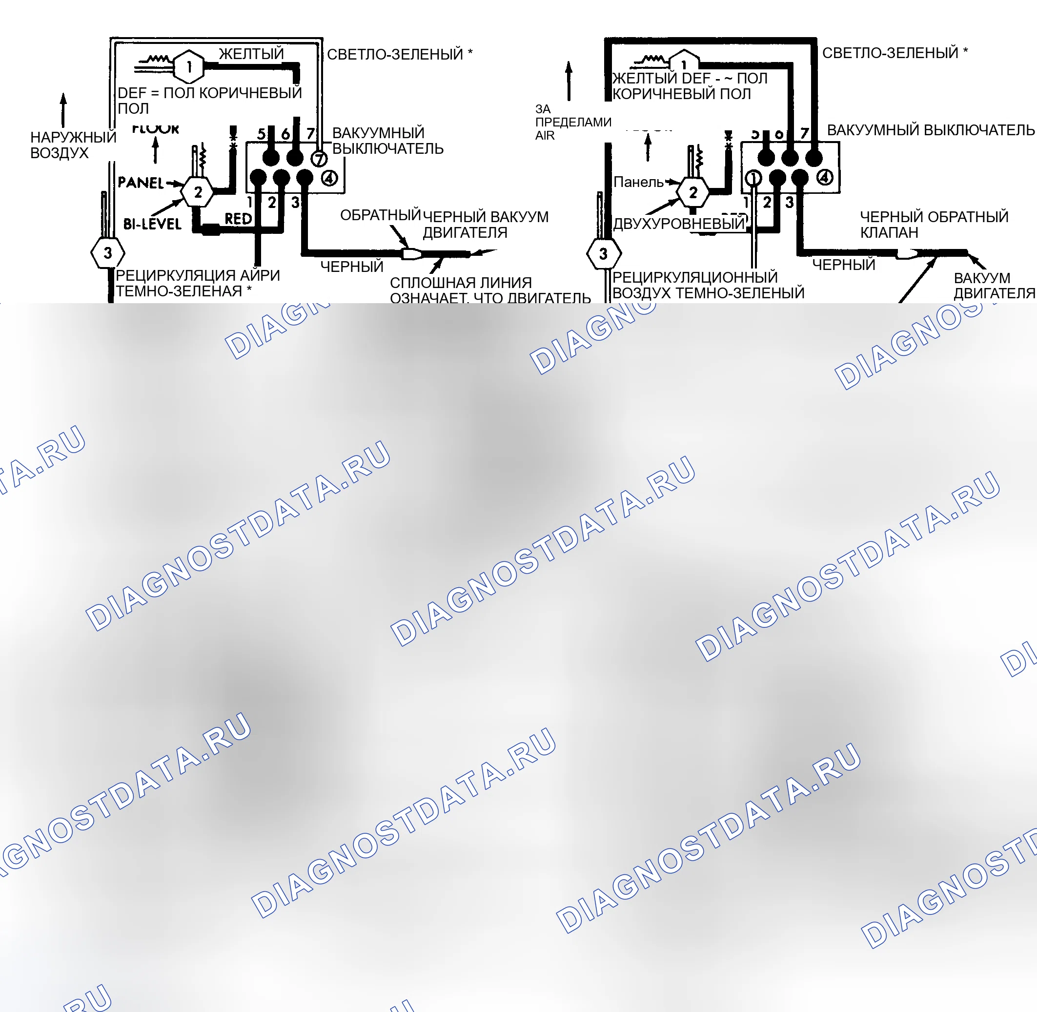 Рис. 1: СХЕМА ВАКУУМНЫХ ШЛАНГОВ. Dodge Cab & Chassis R2500 AD pre