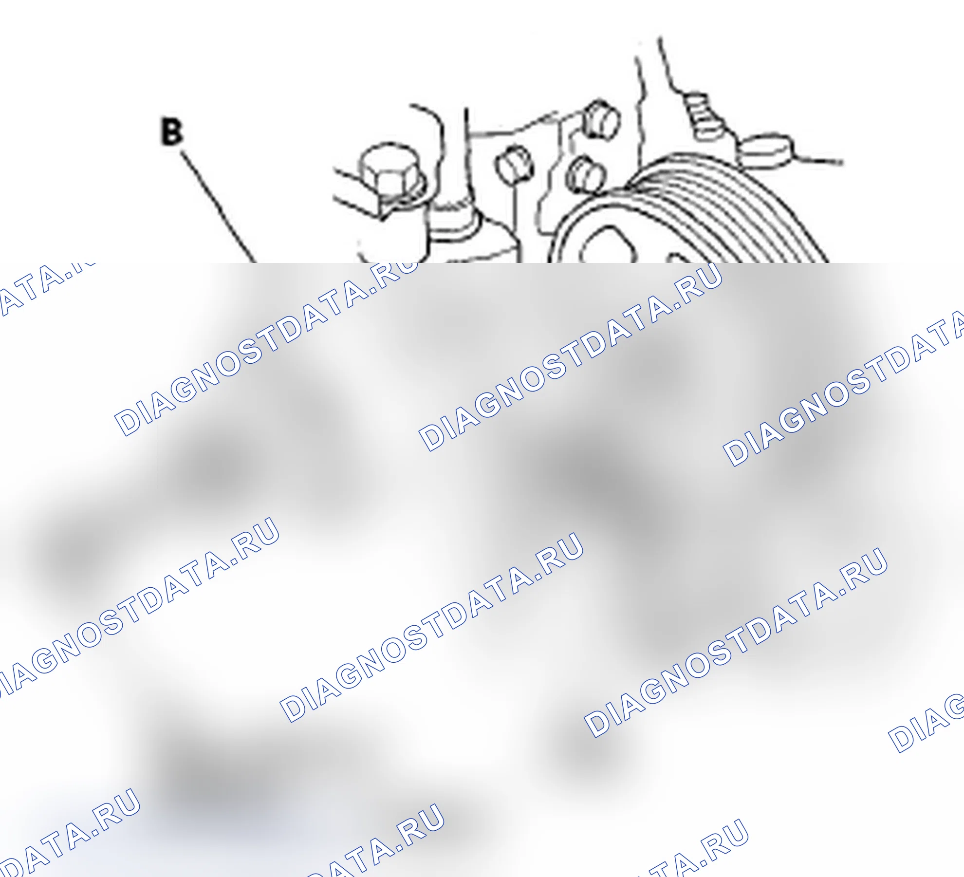 Рис. 17: Замена шкива натяжного устройства. Acura RDX I