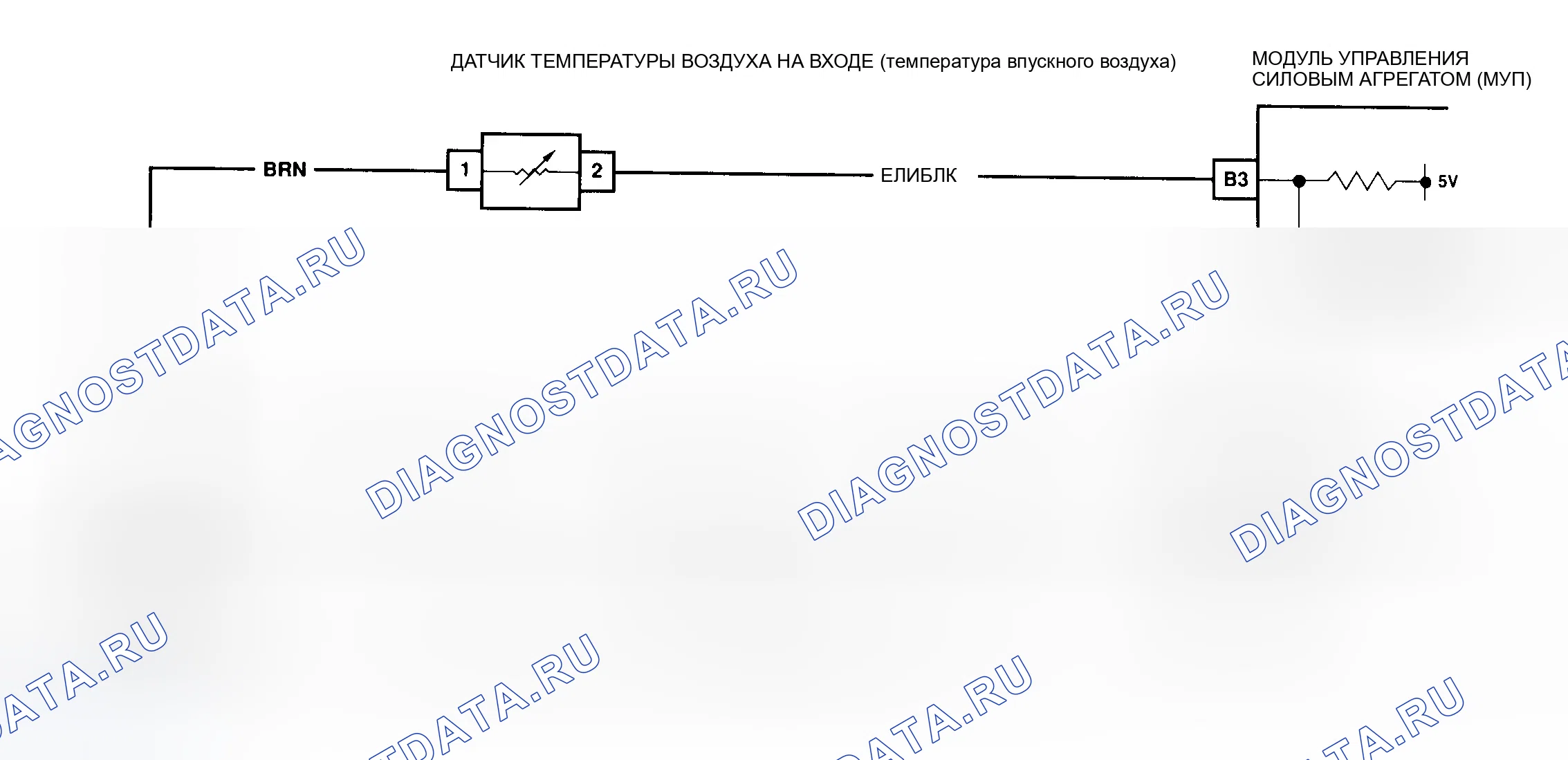Рис. 72: КОД 24 - Схема (Prizm lsi) датчика температуры всасываемого воздуха, разомкнутая или короткозамкнутая цепь. Geo Prizm II