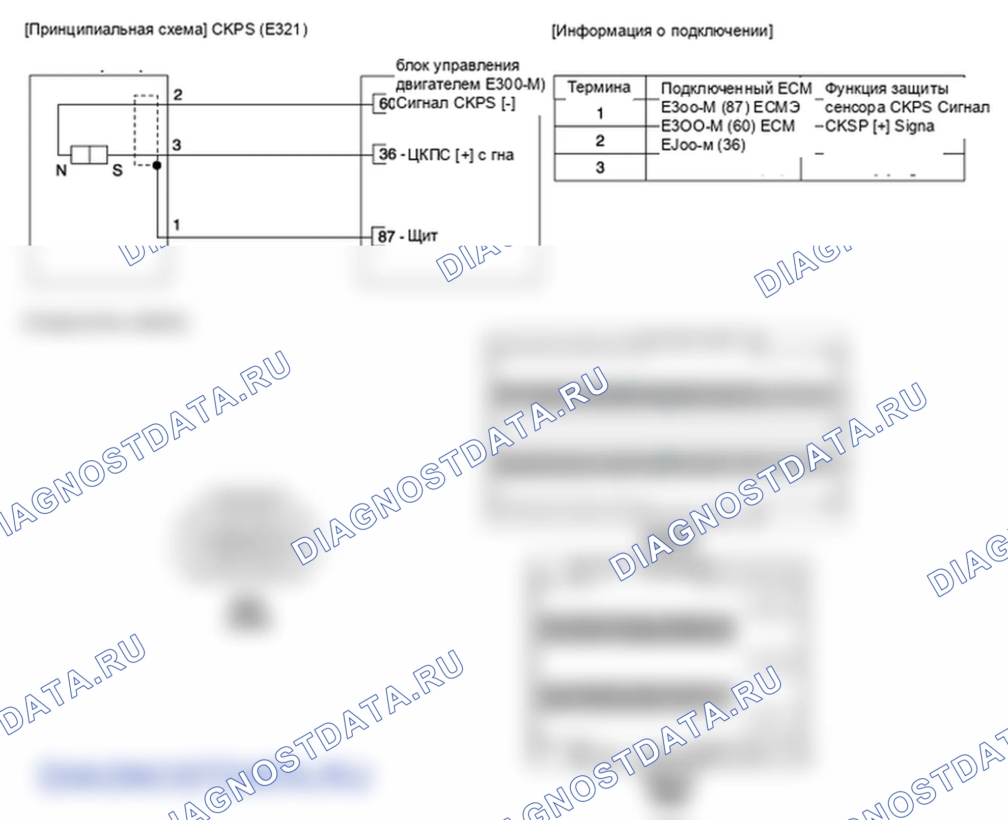 Фрагмент электросхемы: Датчик положения коленчатого вала (CKPS). Hyundai GRAND i10/Xcent BA