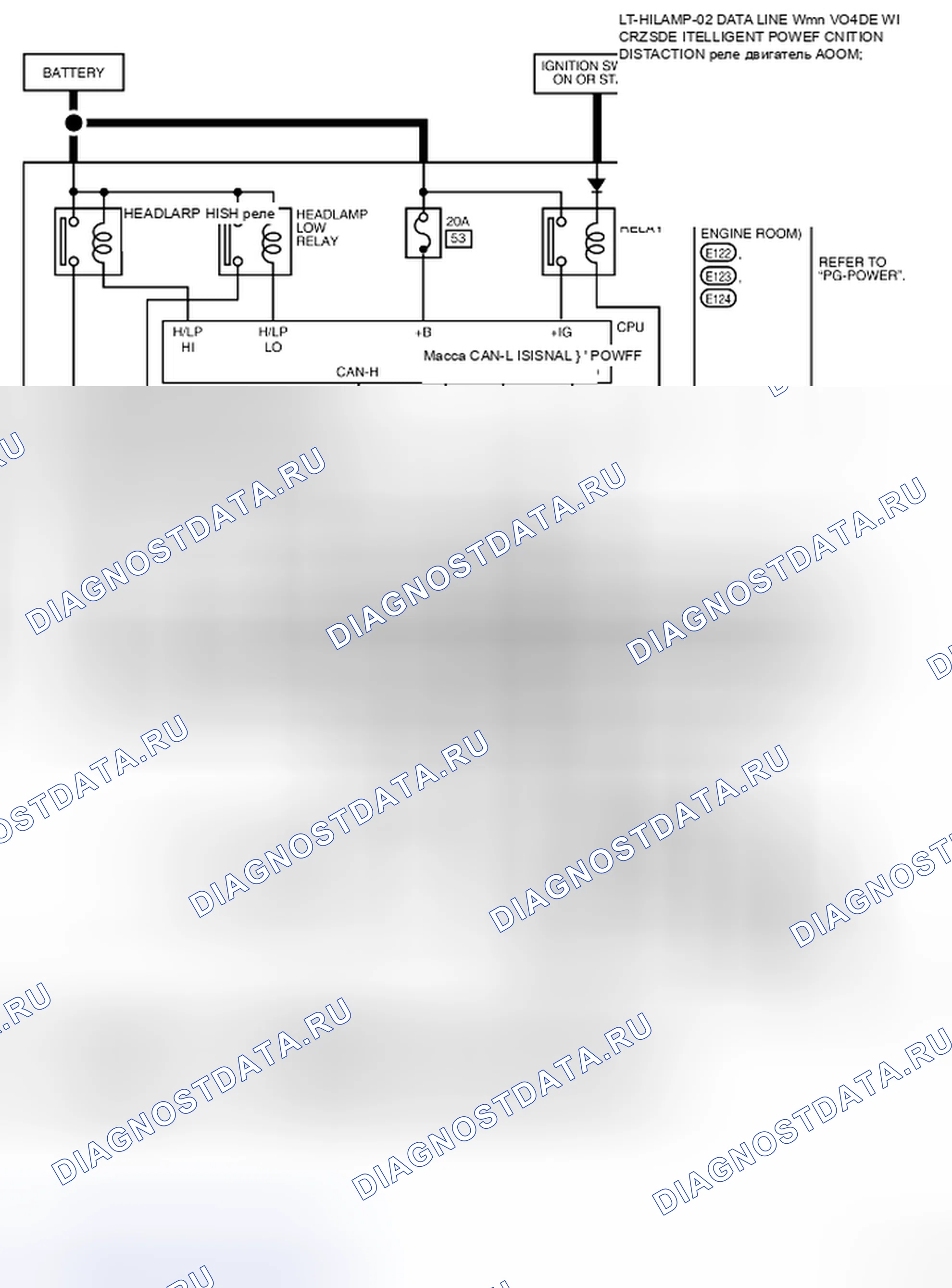 Рис. 37: LT-H / лампа-02 - электросхема. Nissan Frontier D40