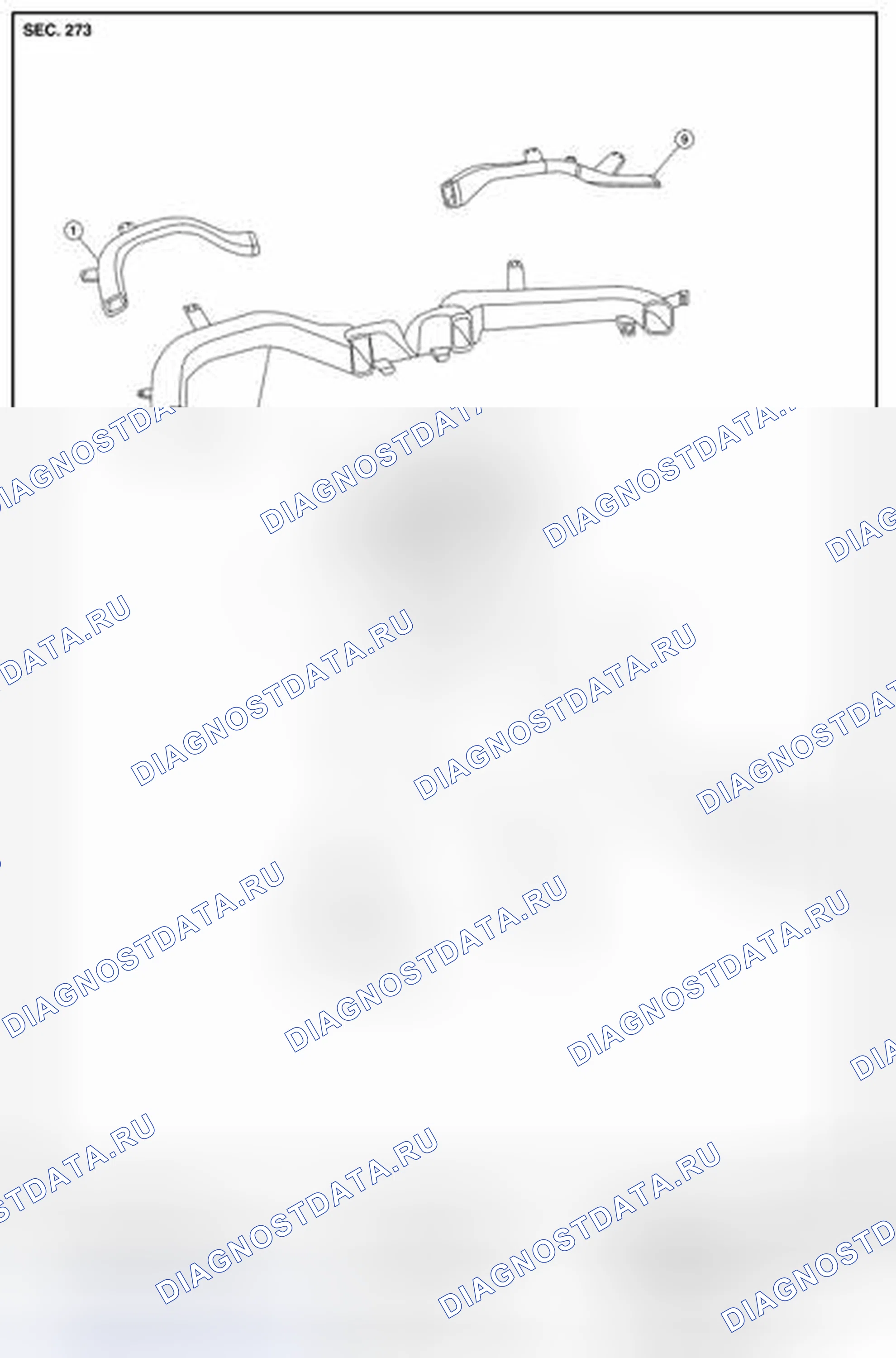 Рис. 300: ПЕРЕДНИЕ ВОЗДУХОВОДЫ. Nissan Pathfinder IV рестайлинг