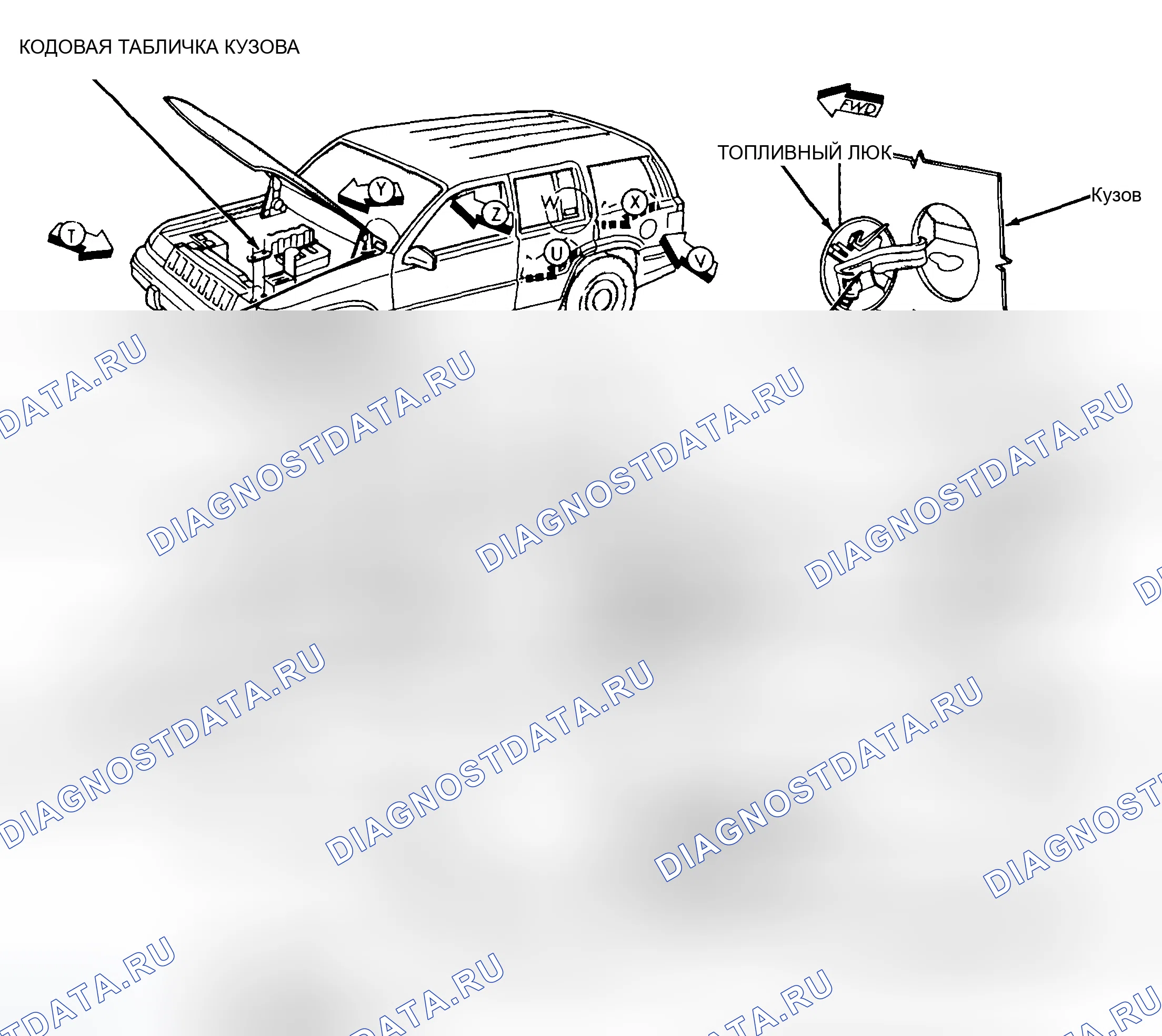 Рис. 9: РАСПОЛОЖЕНИЕ ИДЕНТИФИКАЦИОННОЙ ЭТИКЕТКИ. Jeep Grand Cherokee ZJ рестайлинг