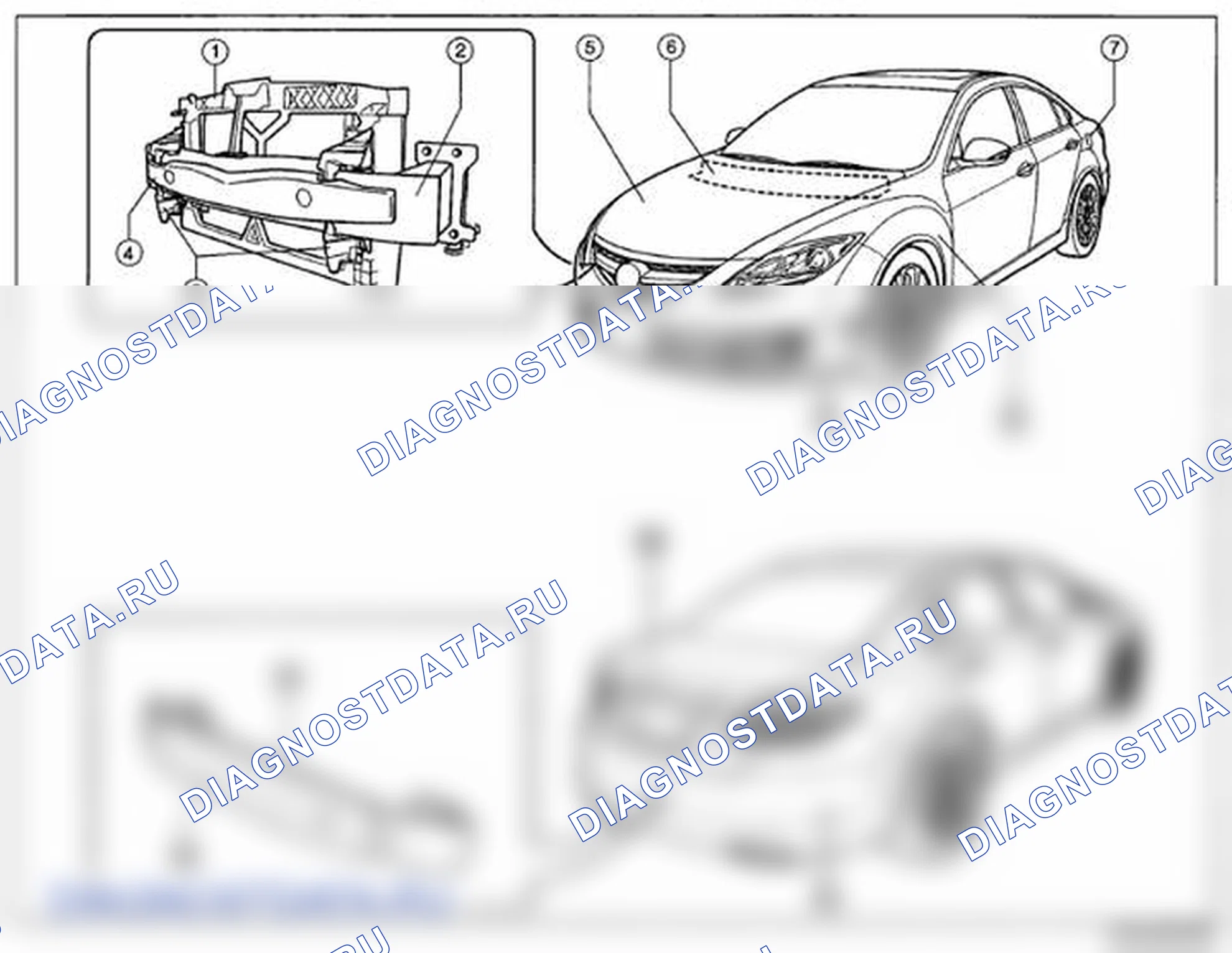 Рис. 1: ИНДЕКС РАСПОЛОЖЕНИЯ ПАНЕЛЕЙ КУЗОВА. Mazda 6 GH рестайлинг