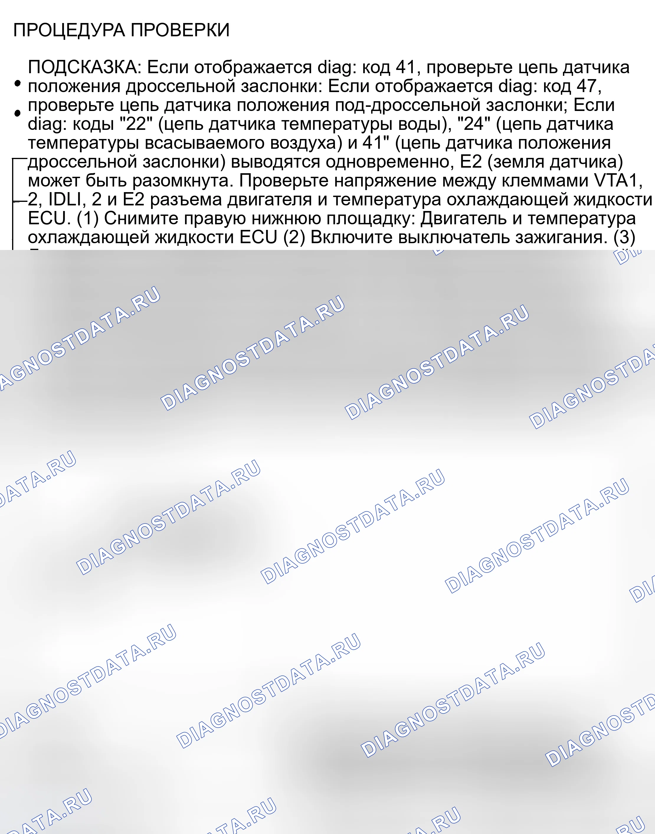Рис. 82: Коды 41 и 47: Таблица сигналов датчиков и подсистем датчик положения дроссельной заслонки (1 из 2). Lexus LS I