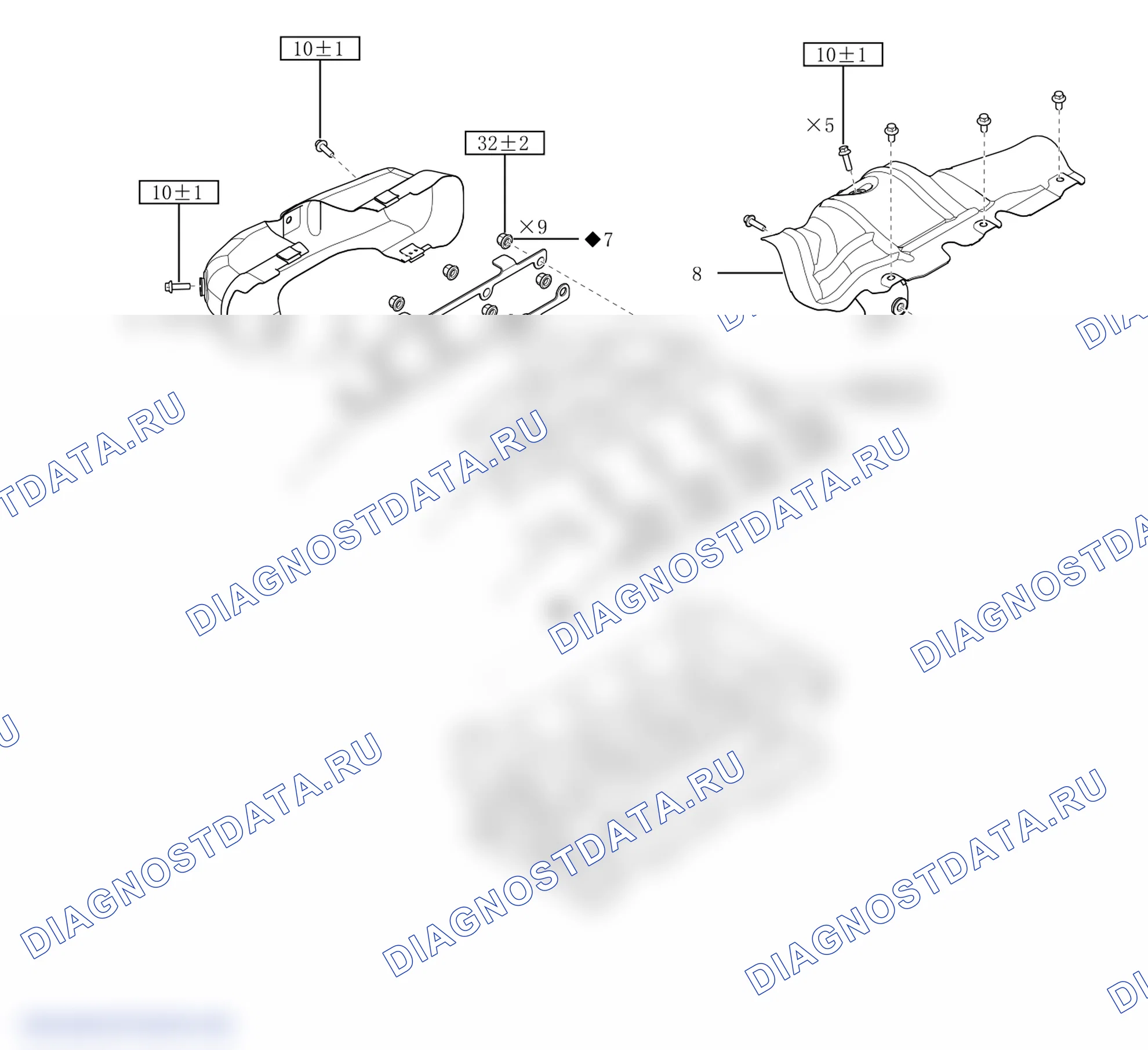 Схема расположения выпускного коллектора — Haval H4. Haval H4 I