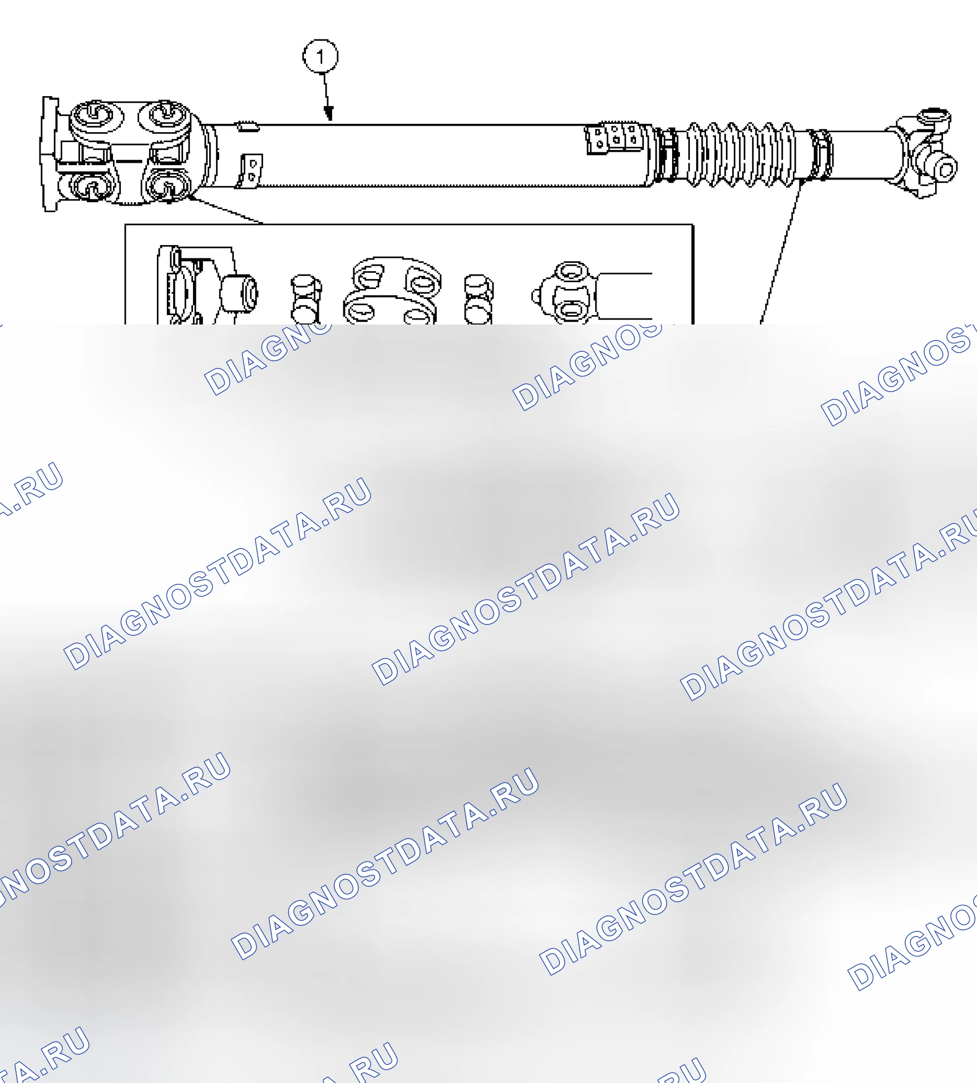 Рис. 1: Карданный вал - передний. Ford Pickup F150 
