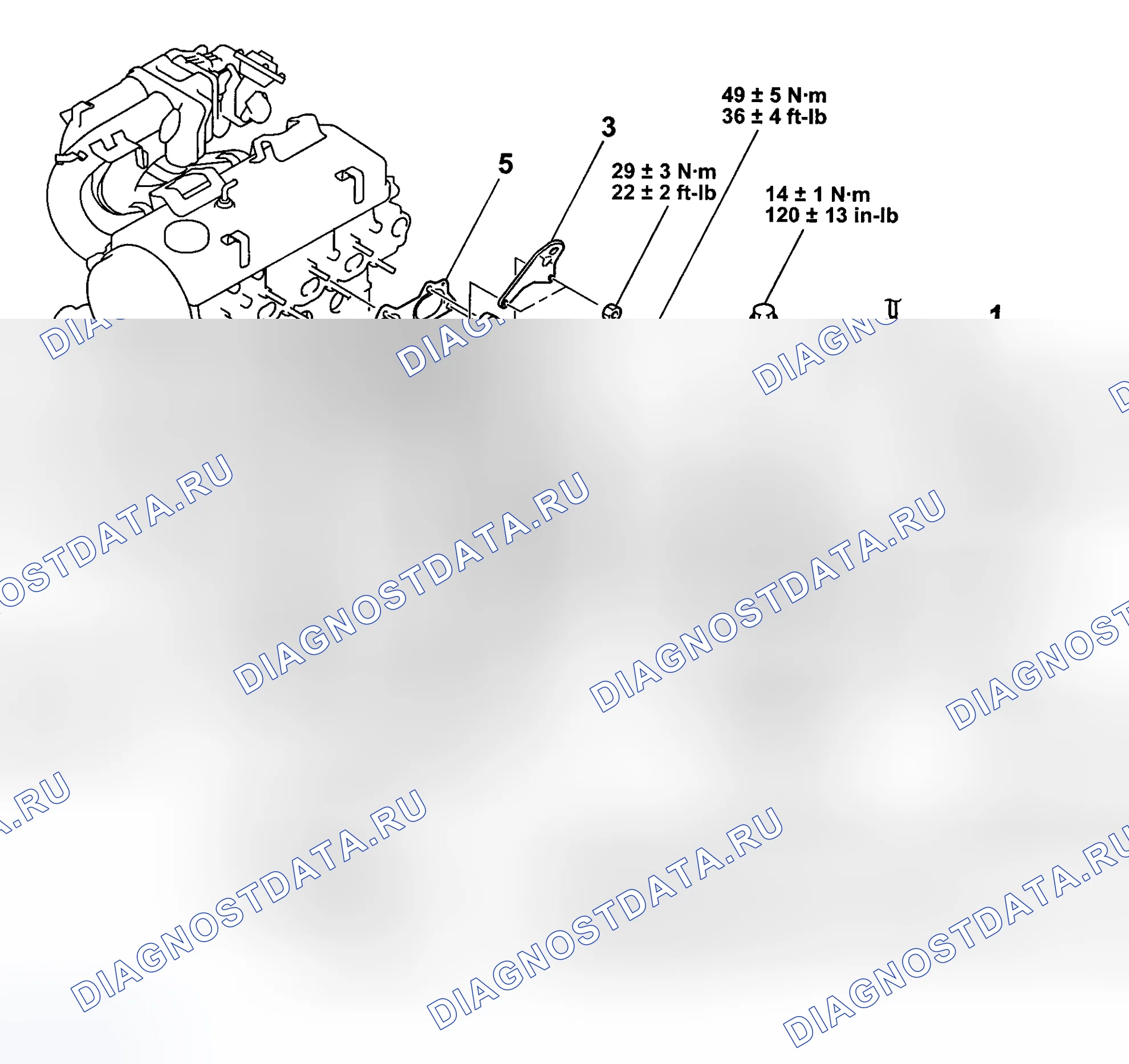 Рис. 138: Демонтаж и монтаж (Eclipse 2.4L, Galant 2.4 л и Lancer). Mitsubishi Lancer IX рестайлинг