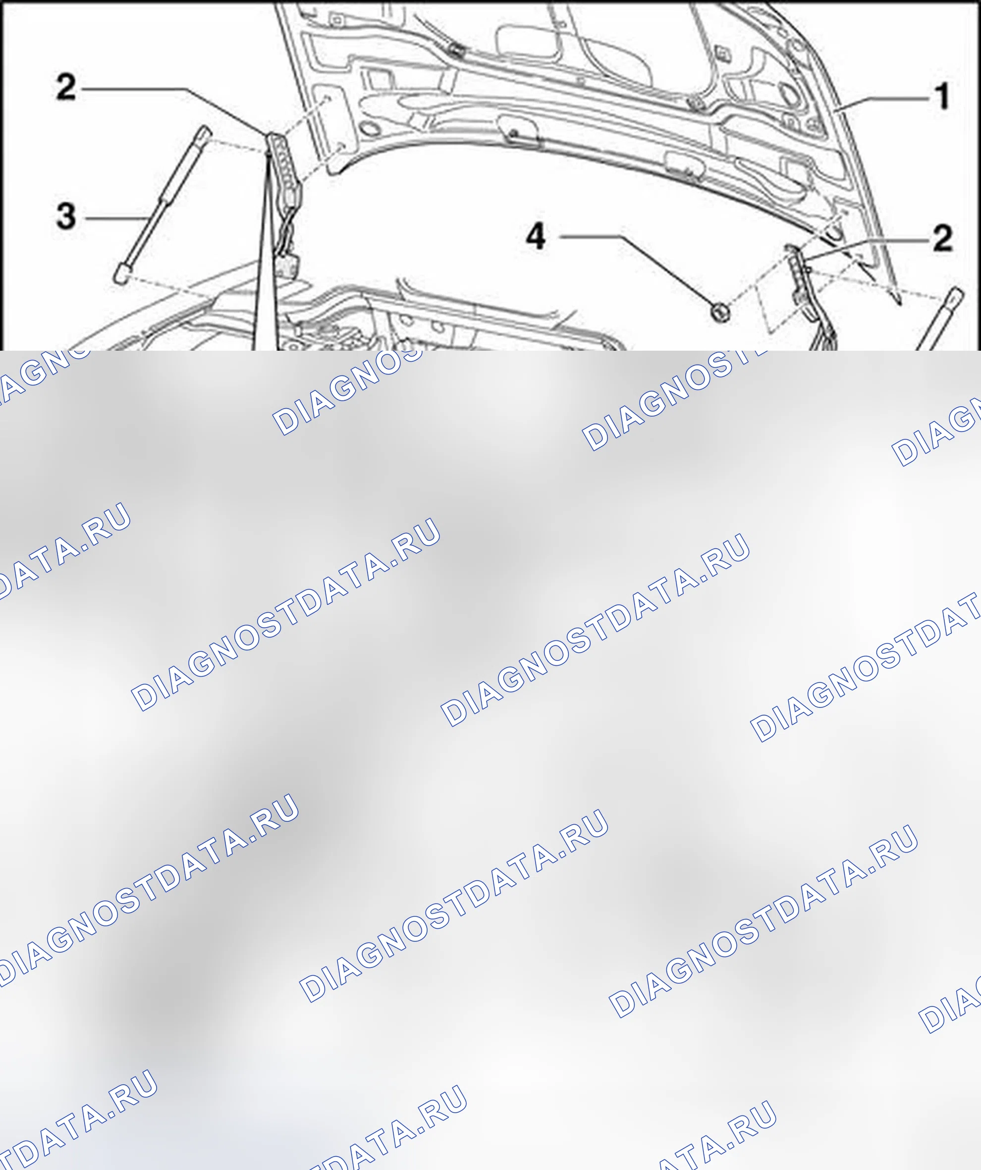 Рис. 25: Капот, снятие и установка. Audi A8 D3 рестайлинг 2