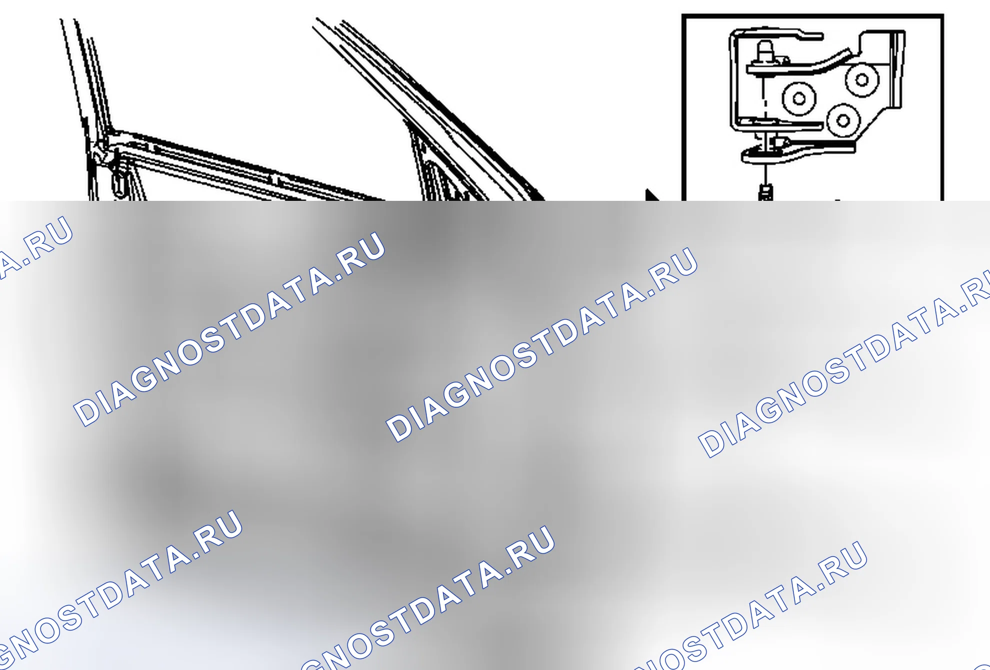 Рис. 24: Замена верхней петли и нижней петли передней боковой двери. Chevrolet Traverse I