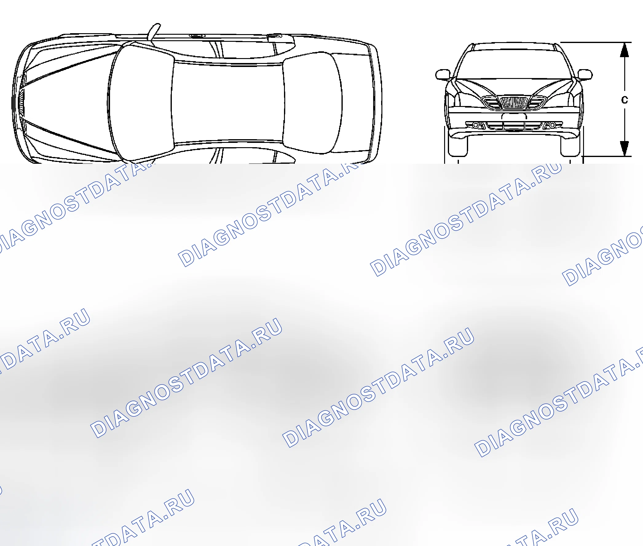 Рис. 29: Размеры - корпус. Chevrolet Epica I