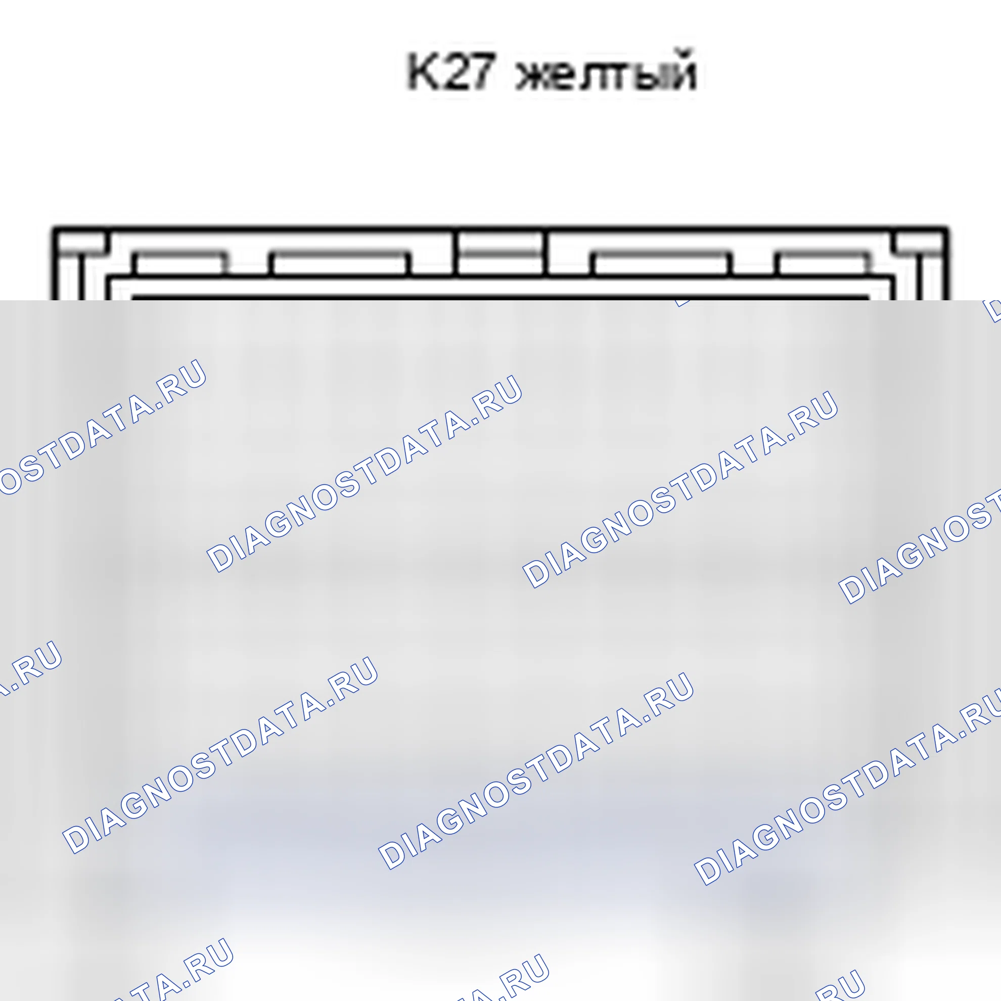 Рис. 722: Вид с торца разъема датчика подушки безопасности в центре (K27). Lexus LX J200